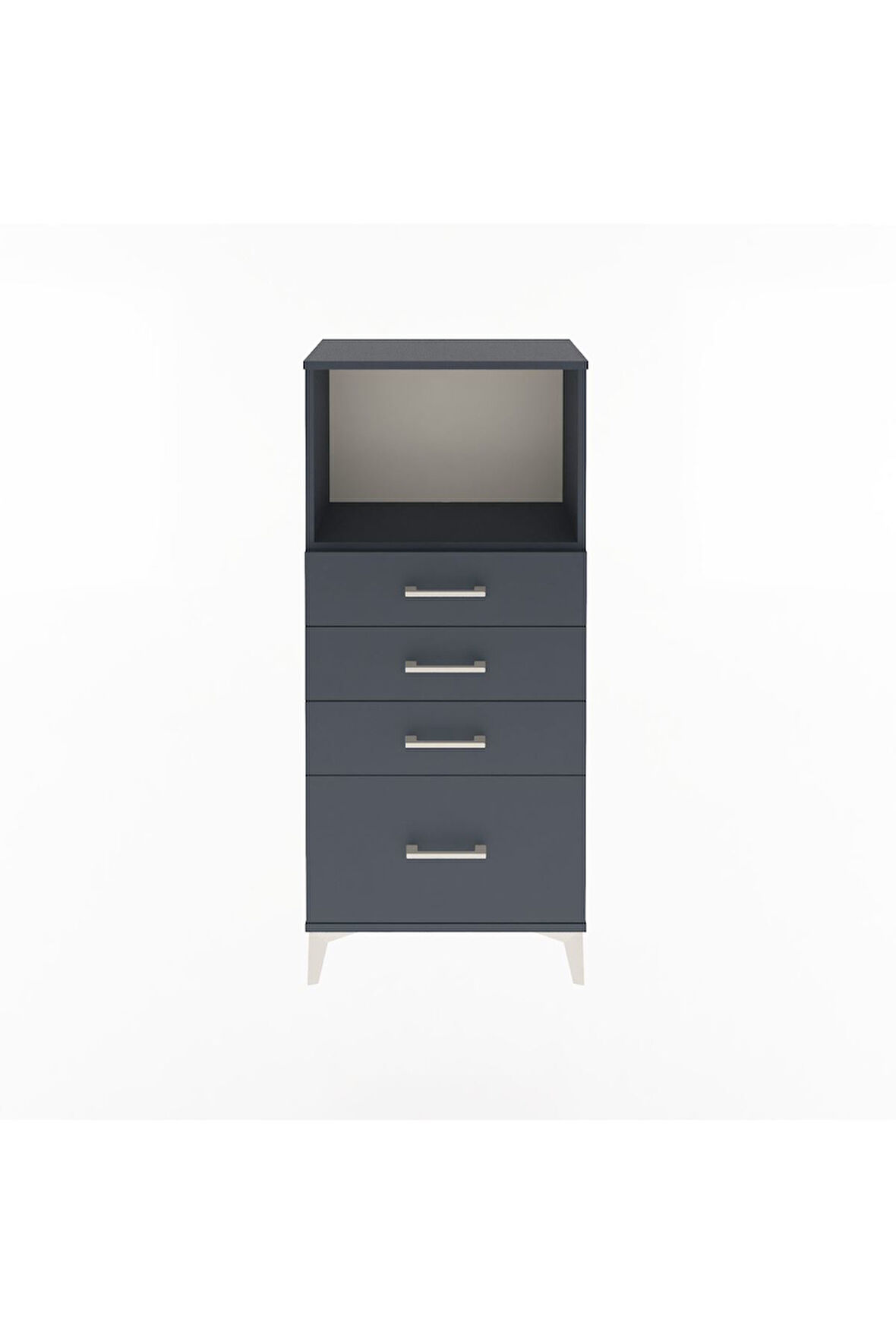 Arges Dolap Tek Raflı 4 Çekmeceli 60x30x134 Antrasit-Antrasit