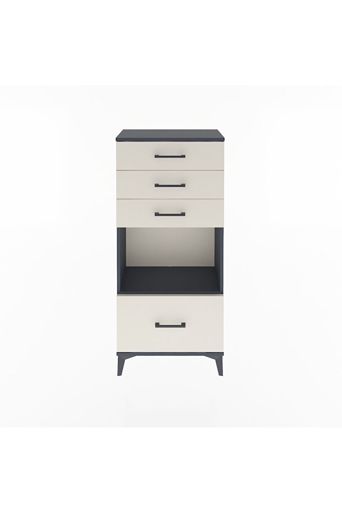 Arges Dolap Tek Raflı 4 Çekmeceli 60x30x134 Antrasit-Aytaşı