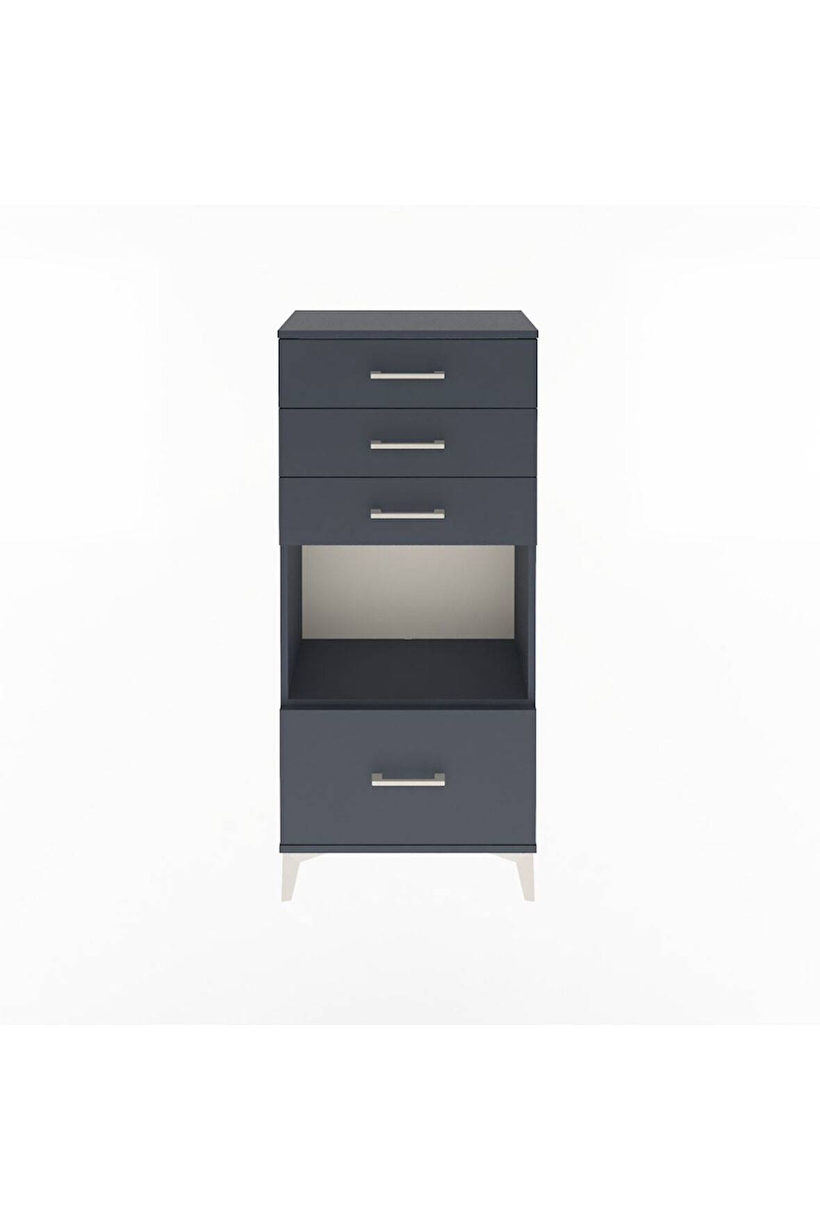 Arges Dolap Tek Raflı 4 Çekmeceli 60x30x134 Antrasit-Antrasit