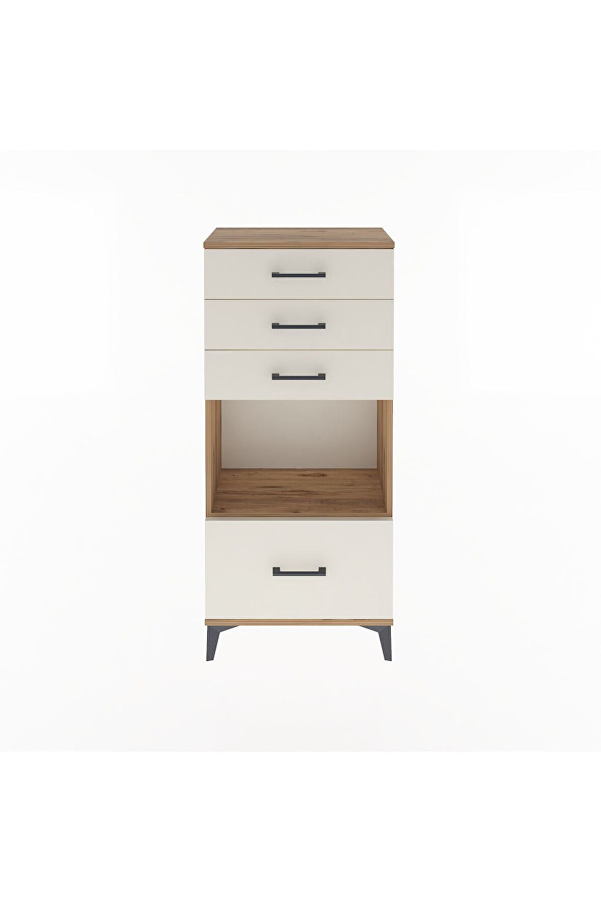 Arges Dolap Tek Raflı 4 Çekmeceli 60x30x134 Çam-Aytaşı