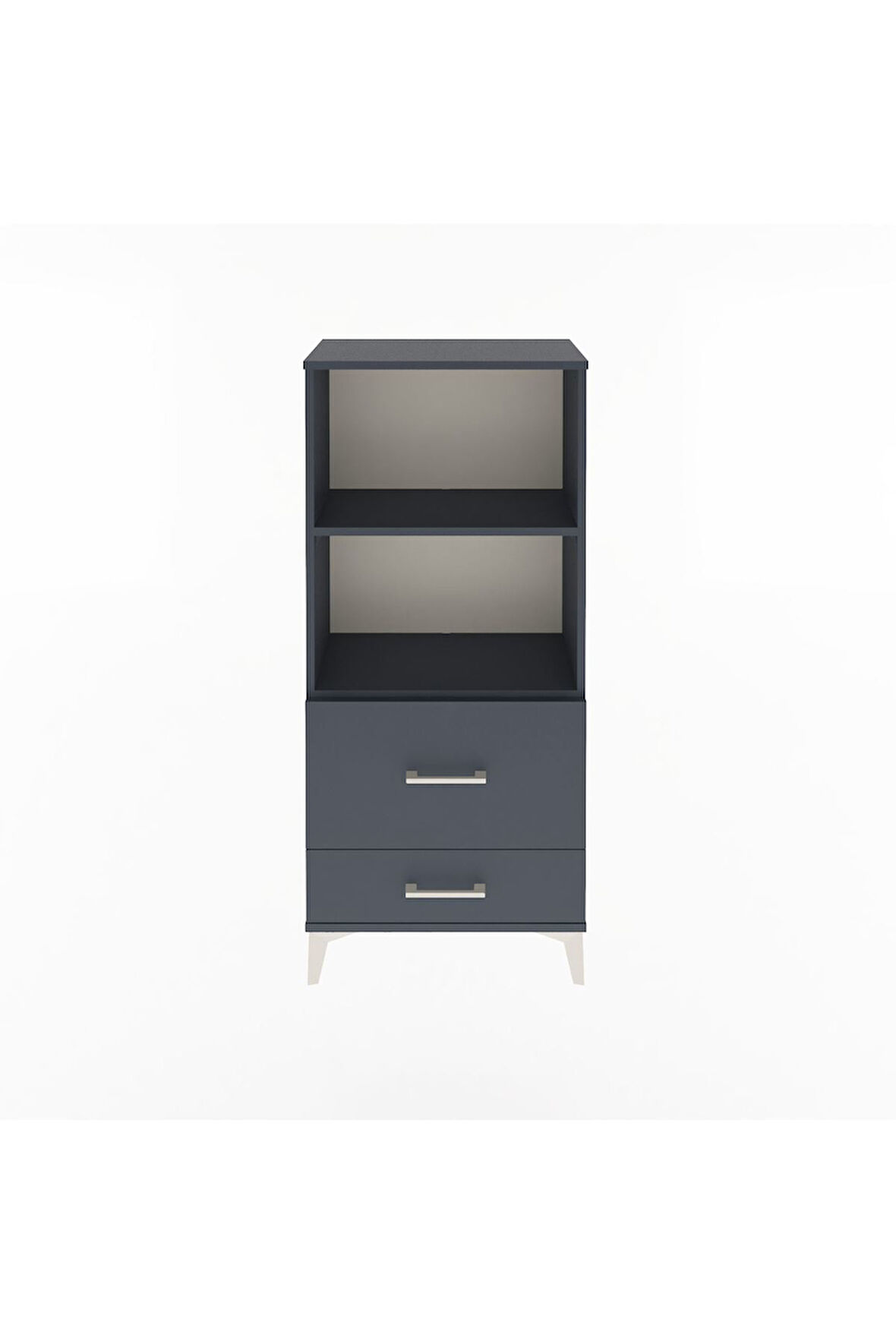 Arges Dolap 2 Raflı 2 Çekmeceli 60x30x134 Antrasit-Antrasit