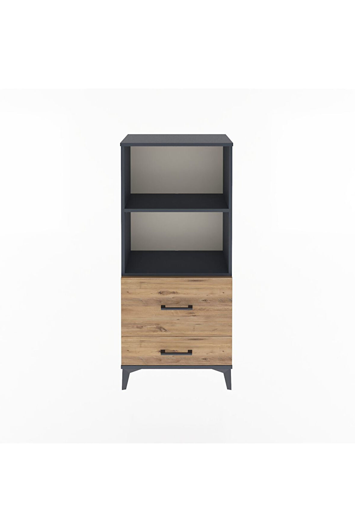 Arges Dolap 2 Raflı 2 Çekmeceli 60x30x134 Antrasit-Çam