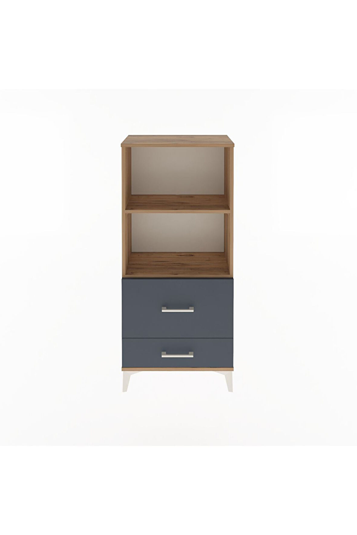 Arges Dolap 2 Raflı 2 Çekmeceli 60x30x134 Çam-Antrasit