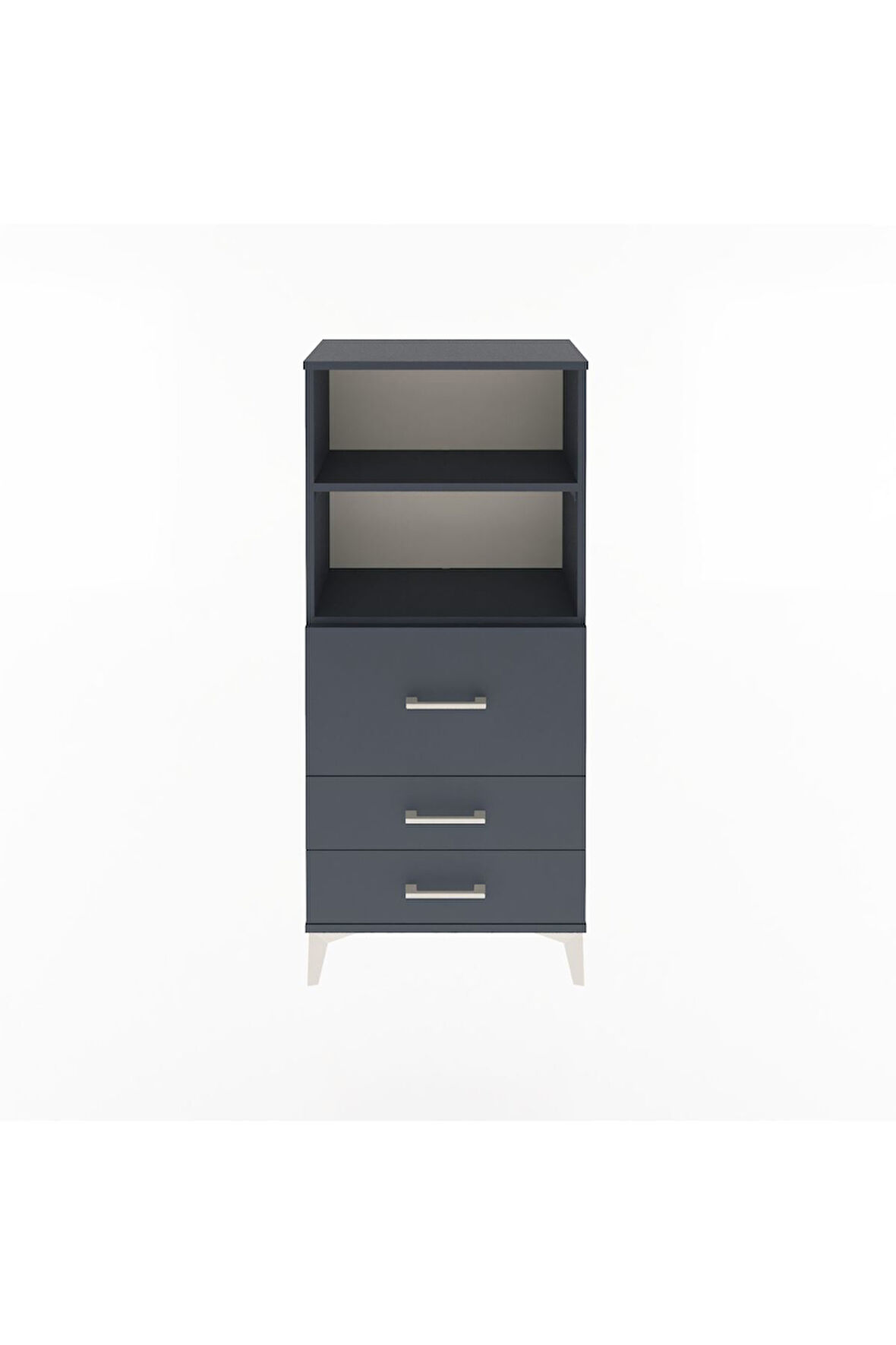 Arges Dolap 2 Raflı 3 Çekmeceli 60x30x134 Antrasit-Antrasit