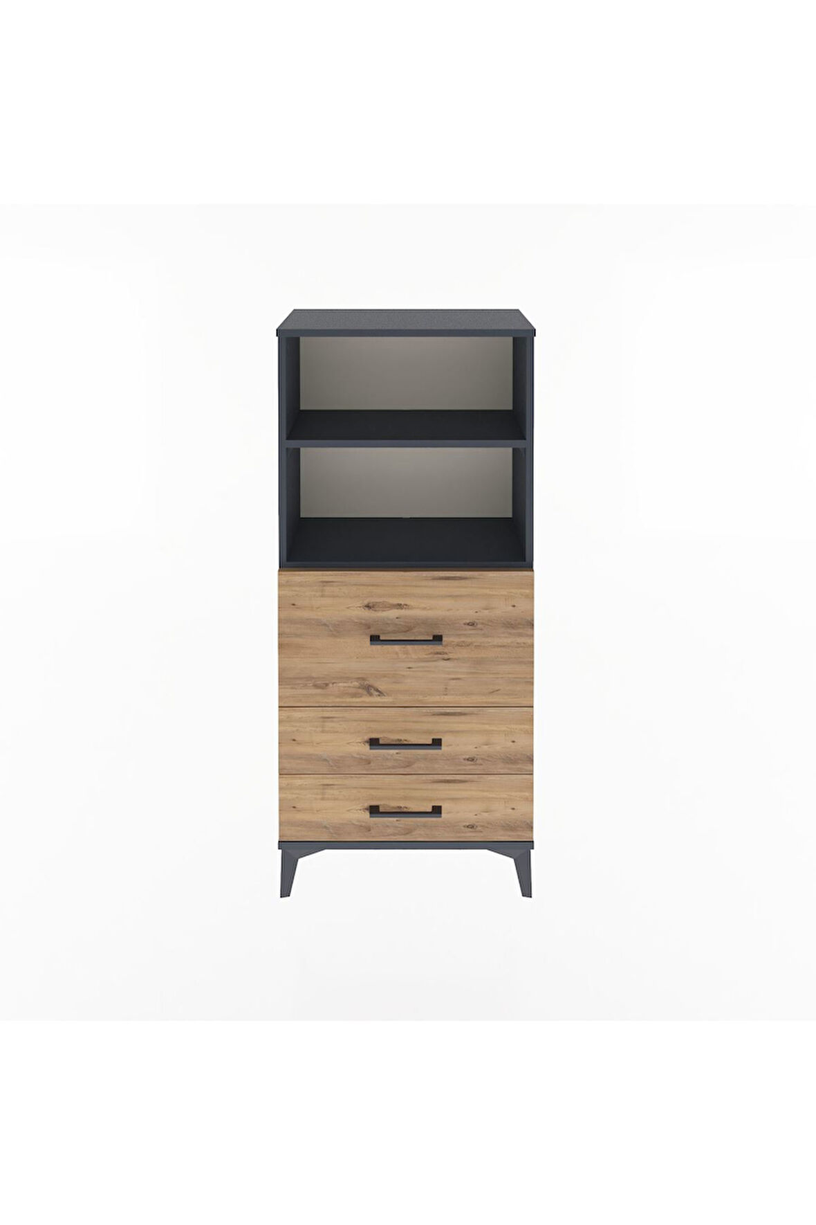 Arges Dolap 2 Raflı 3 Çekmeceli 60x30x134 Antrasit-Çam