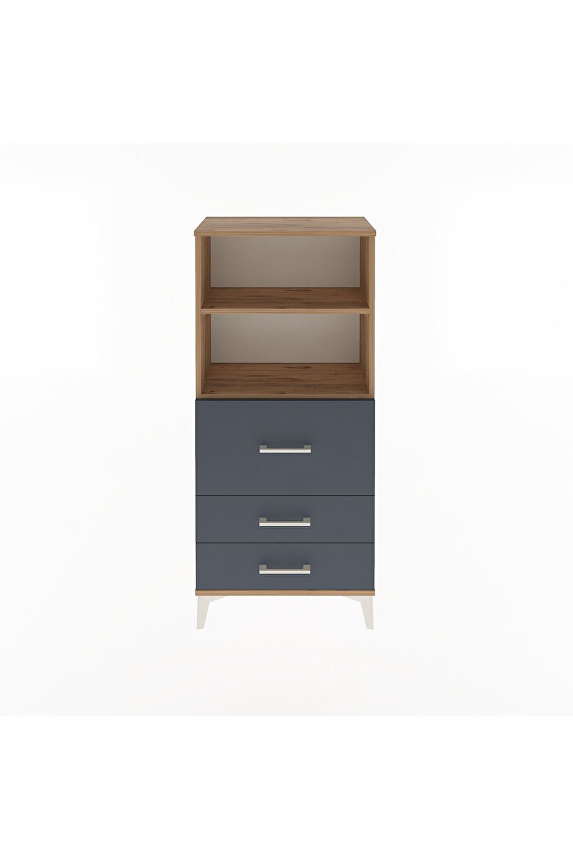 Arges Dolap 2 Raflı 3 Çekmeceli 60x30x134 Çam-Antrasit