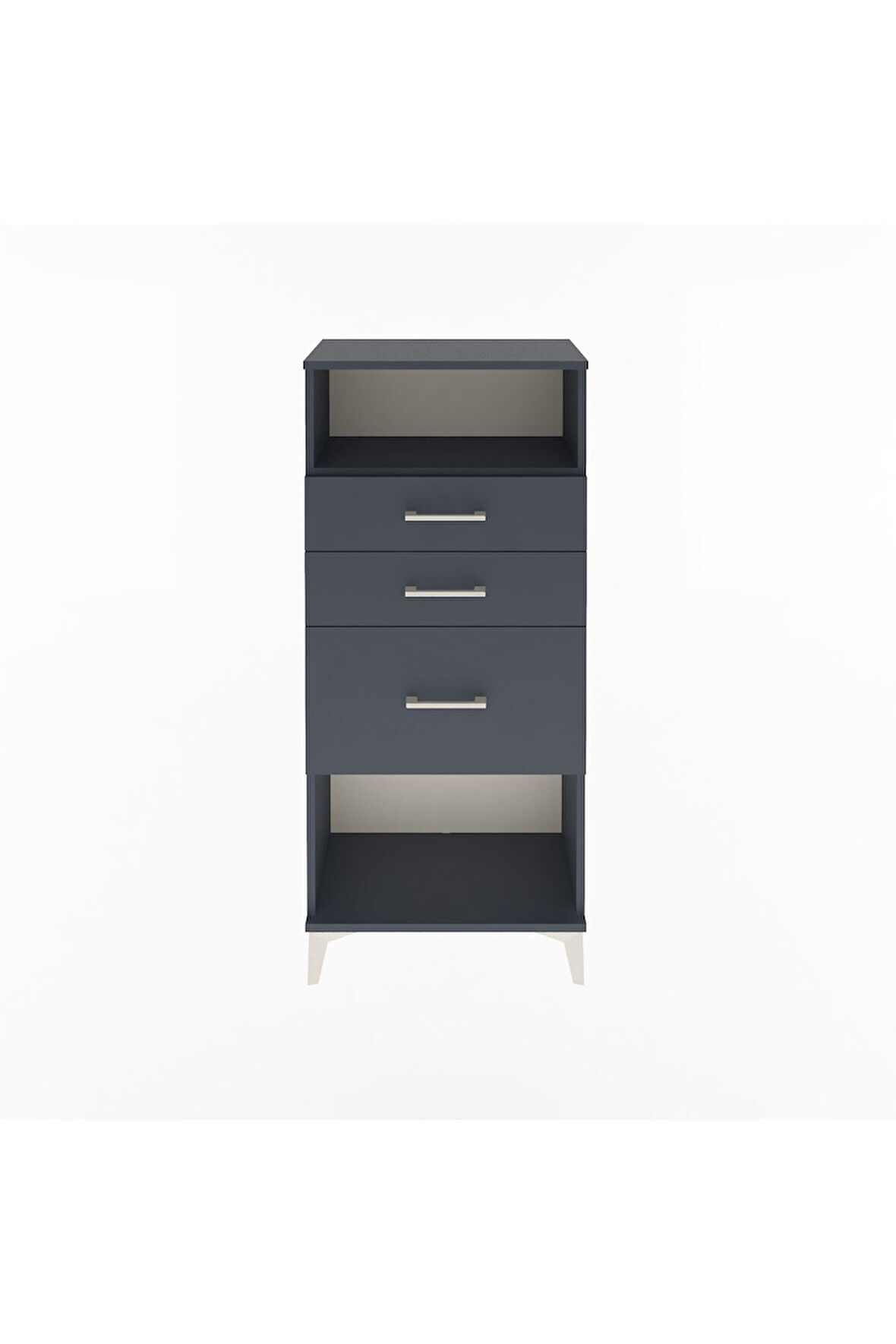 Arges Dolap Tek Raflı 3 Çekmeceli 60x30x134 Antrasit-Antrasit