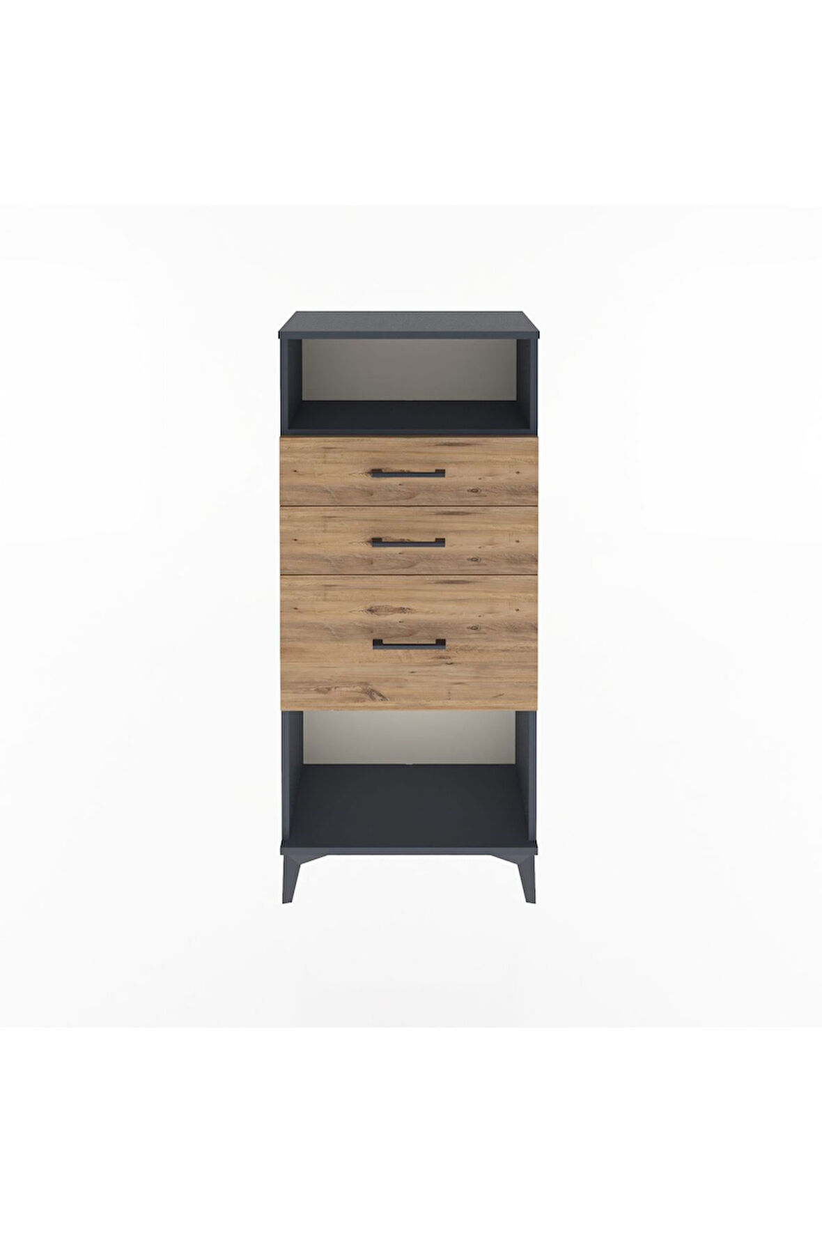 Arges Dolap Tek Raflı 3 Çekmeceli 60x30x134 Antrasit-Çam