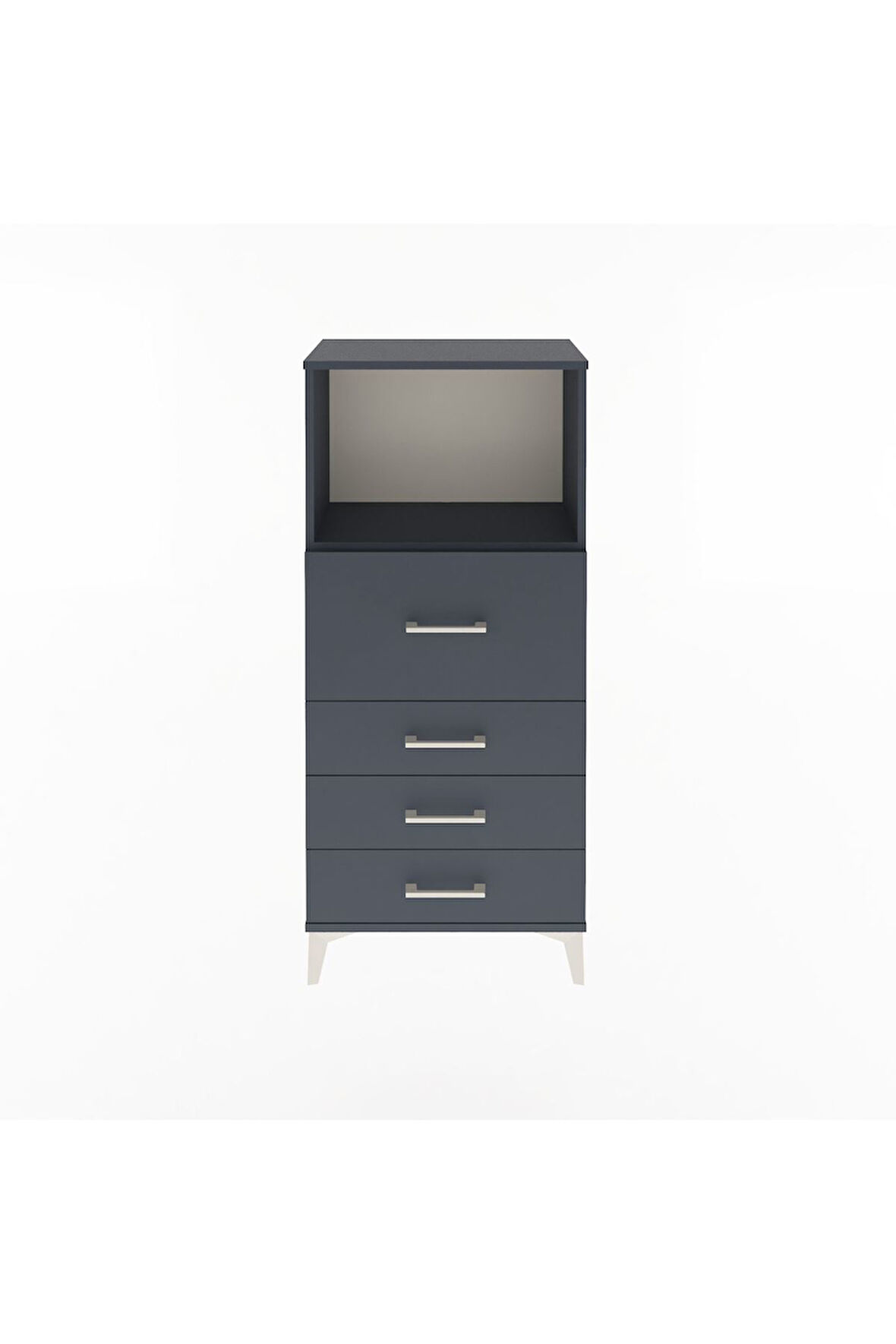 Arges Dolap Tek Raflı 4 Çekmeceli 60x30x134 Antrasit-Antrasit