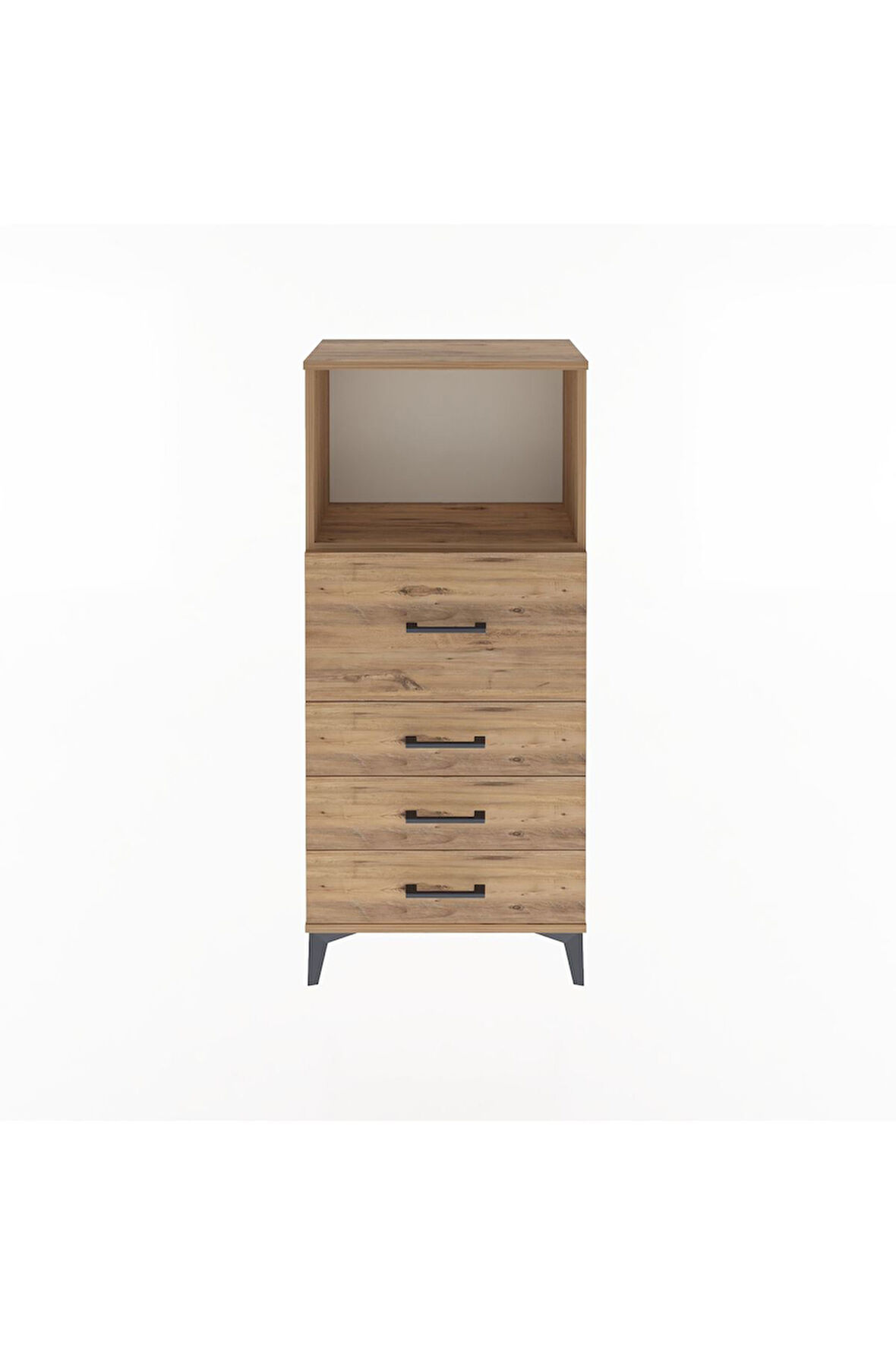 Arges Dolap Tek Raflı 4 Çekmeceli 60x30x134 Çam-Çam