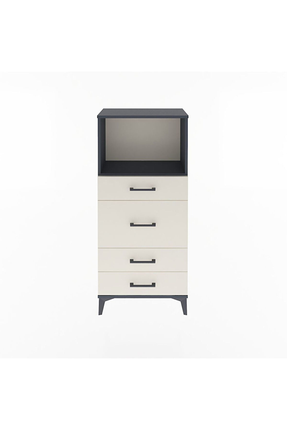 Arges Dolap Tek Raflı 4 Çekmeceli 60x30x134 Antrasit-Aytaşı