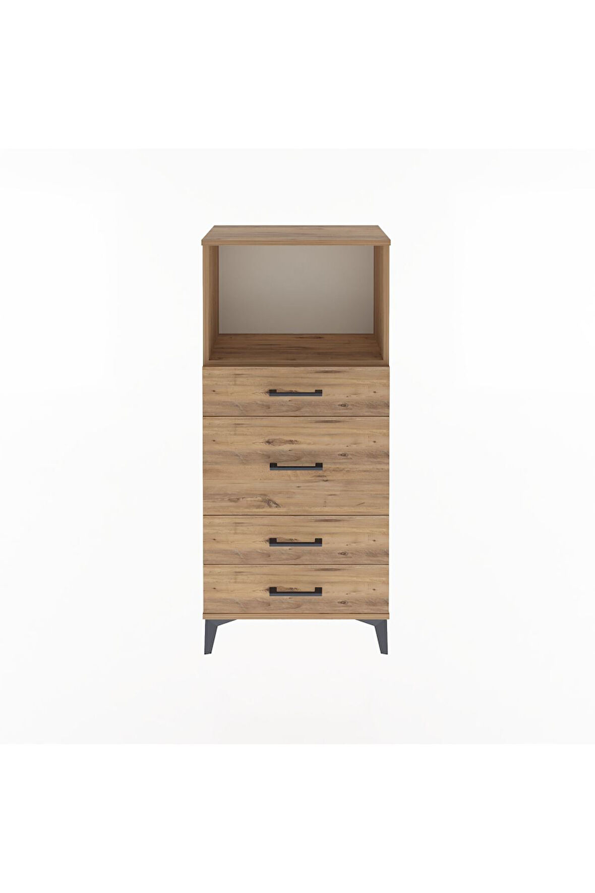 Arges Dolap Tek Raflı 4 Çekmeceli 60x30x134 Çam-Çam