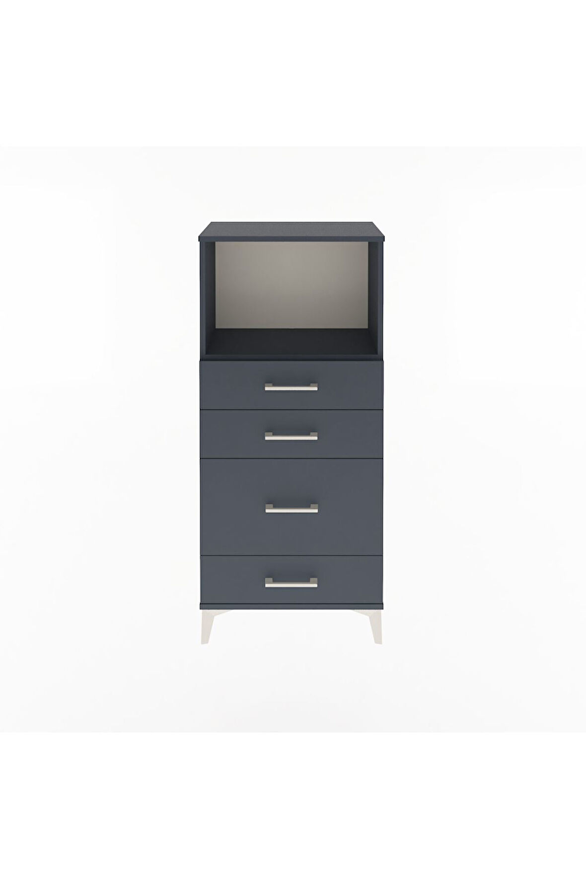 Arges Dolap Tek Raflı 4 Çekmeceli 60x30x134 Antrasit-Antrasit