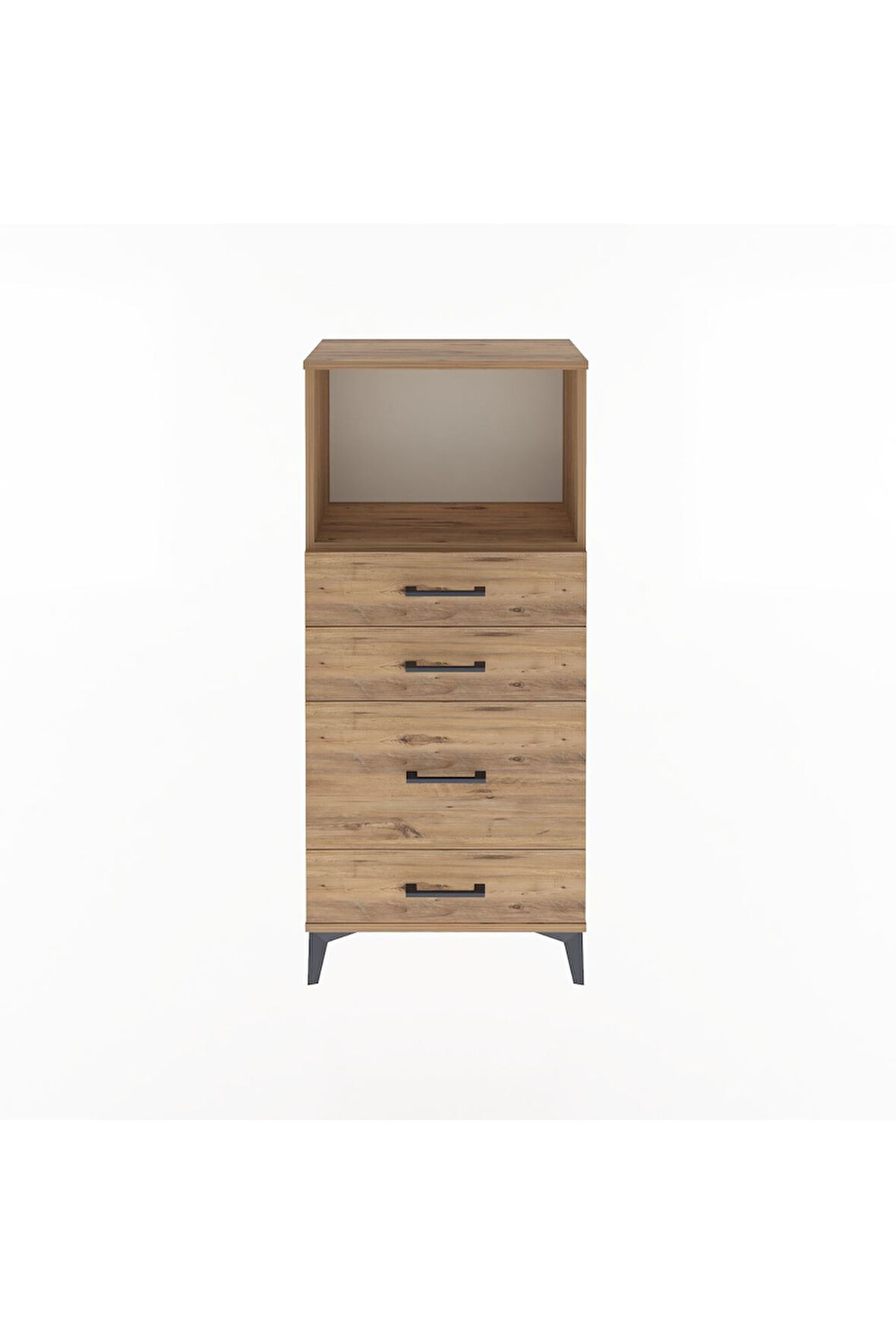 Arges Dolap Tek Raflı 4 Çekmeceli 60x30x134 Çam-Çam