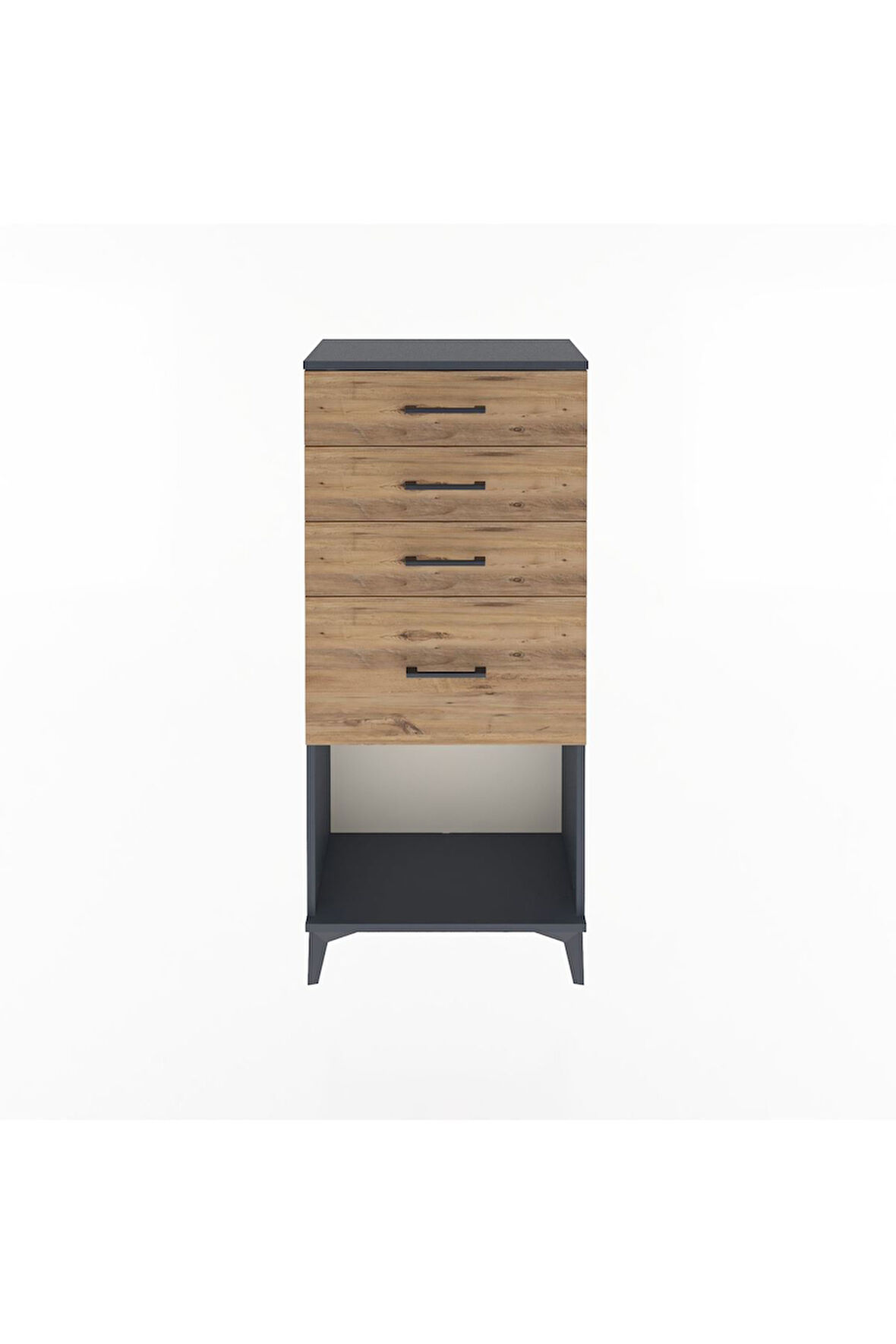 Arges Dolap 4 Çekmeceli 60x30x134 Antrasit-Çam