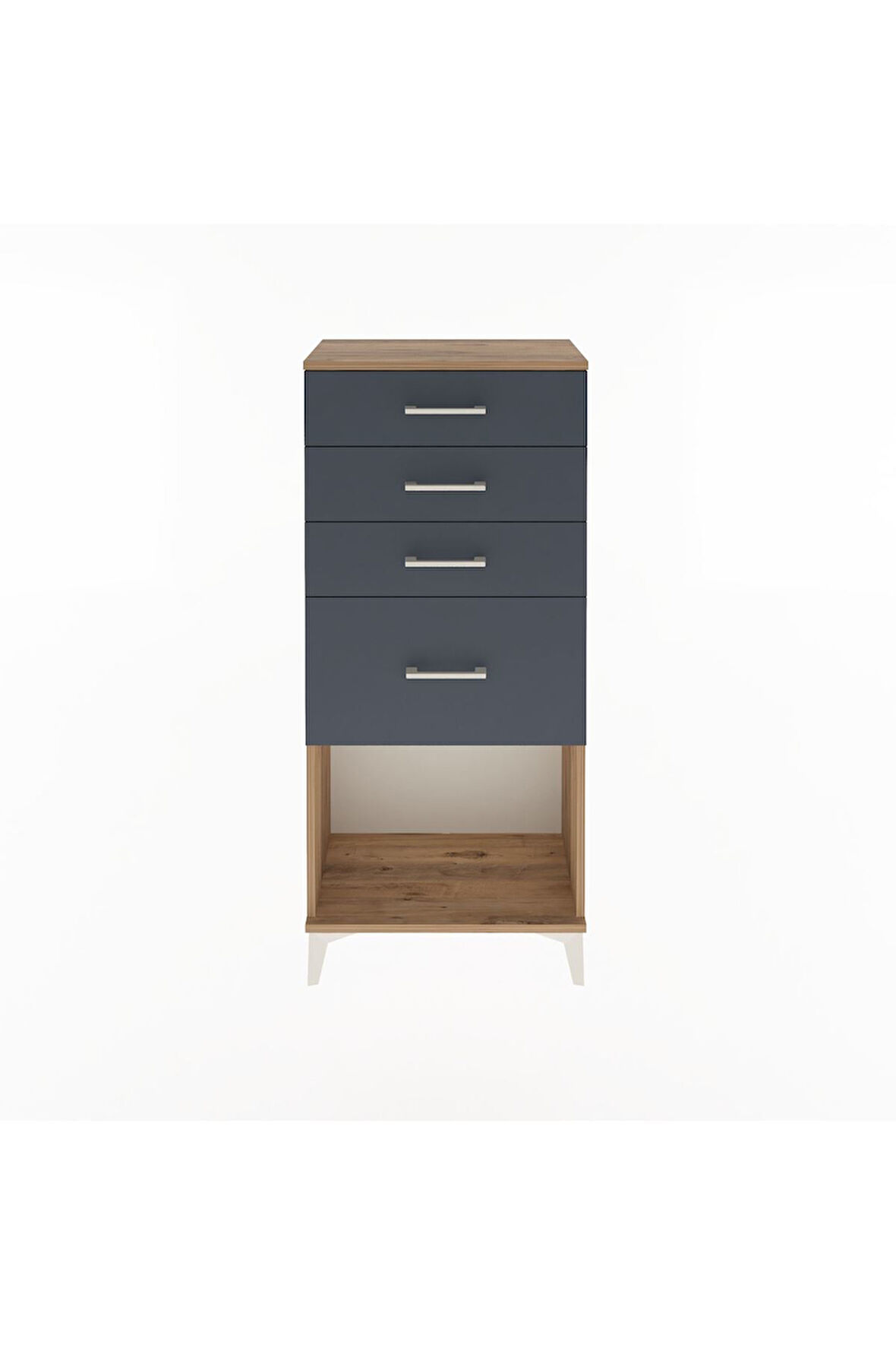 Arges Dolap 4 Çekmeceli 60x30x134 Çam-Antrasit