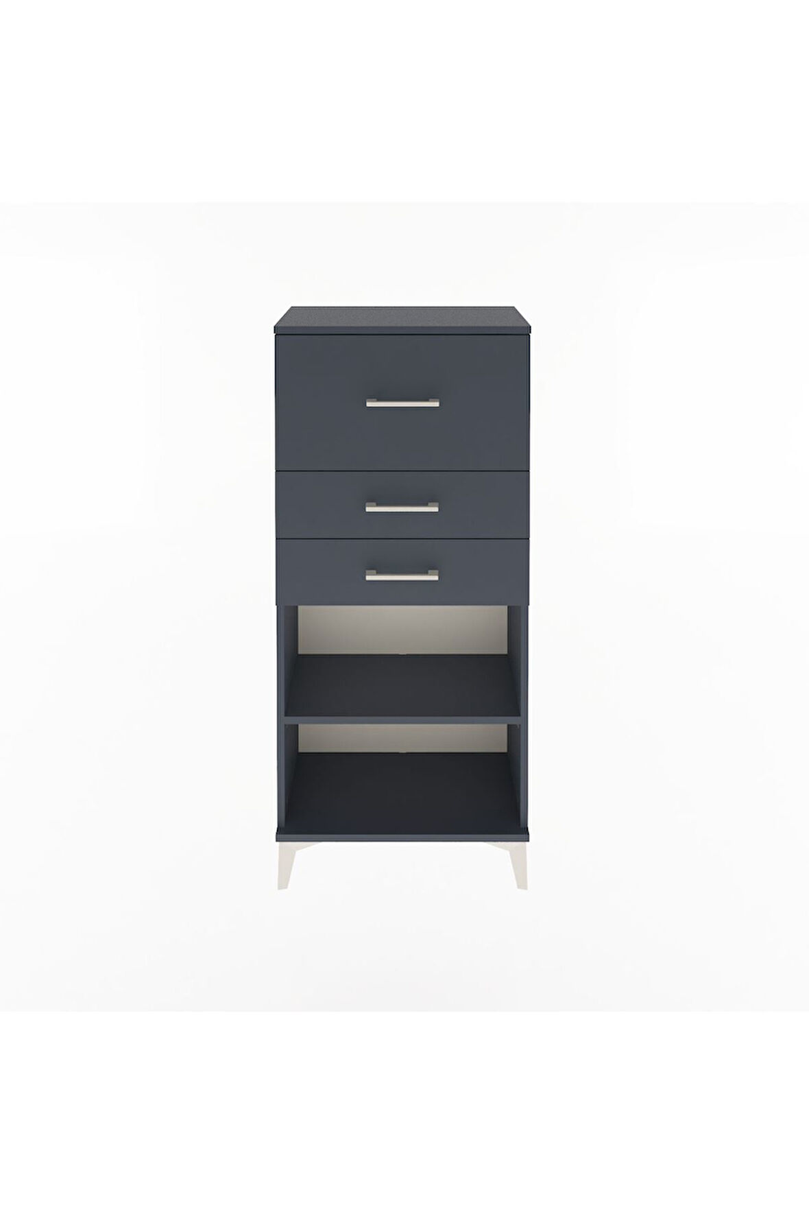 Arges Dolap Tek Raflı 3 Çekmeceli 60x30x134 Antrasit-Antrasit