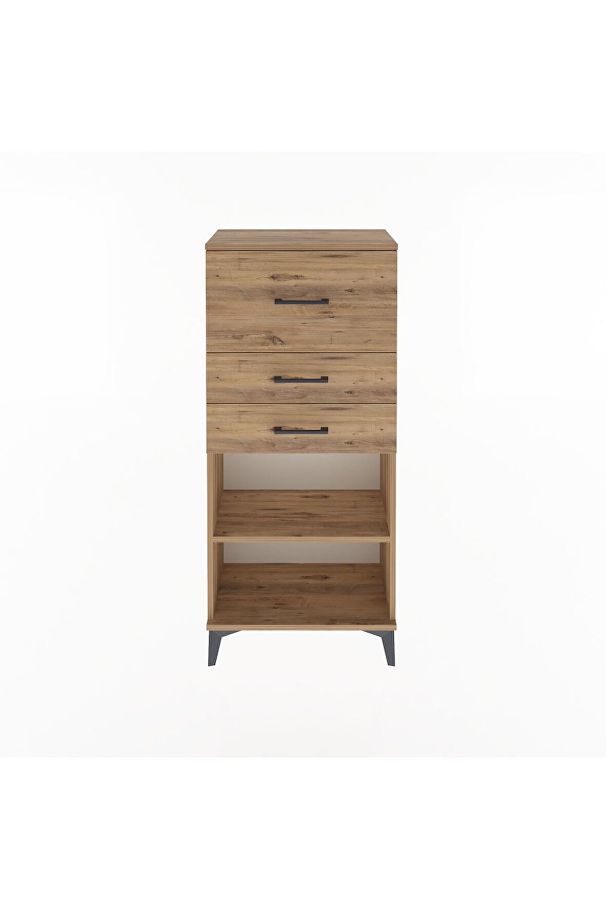 Arges Dolap Tek Raflı 3 Çekmeceli 60x30x134 Çam-Çam