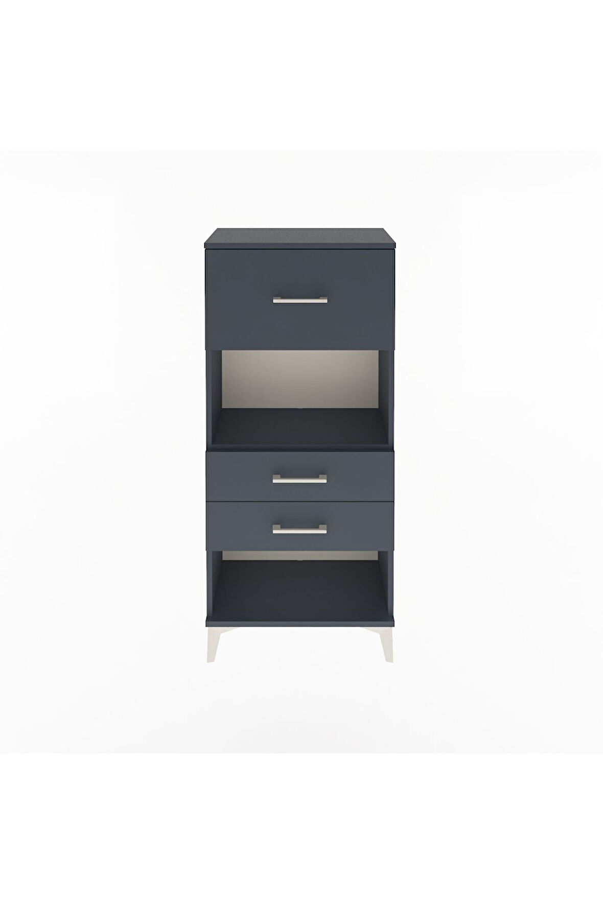 Arges Dolap Tek Raflı 3 Çekmeceli 60x30x134 Antrasit-Antrasit