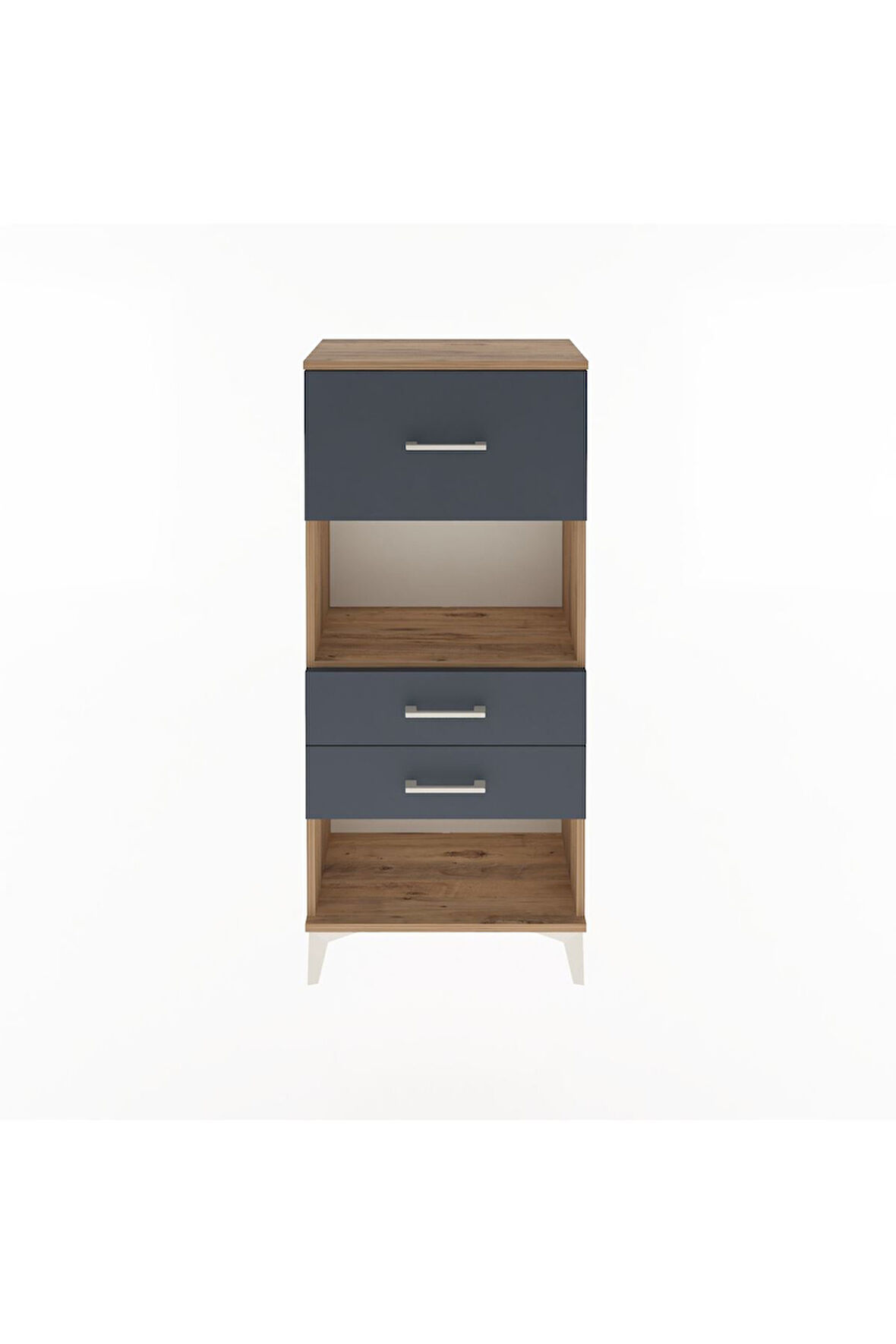 Arges Dolap Tek Raflı 3 Çekmeceli 60x30x134 Çam-Antrasit