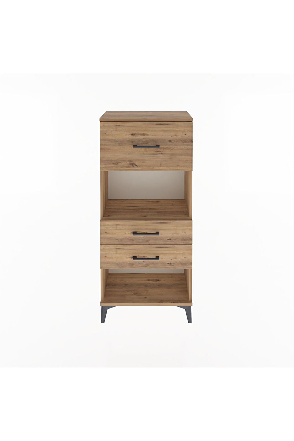 Arges Dolap Tek Raflı 3 Çekmeceli 60x30x134 Çam-Çam