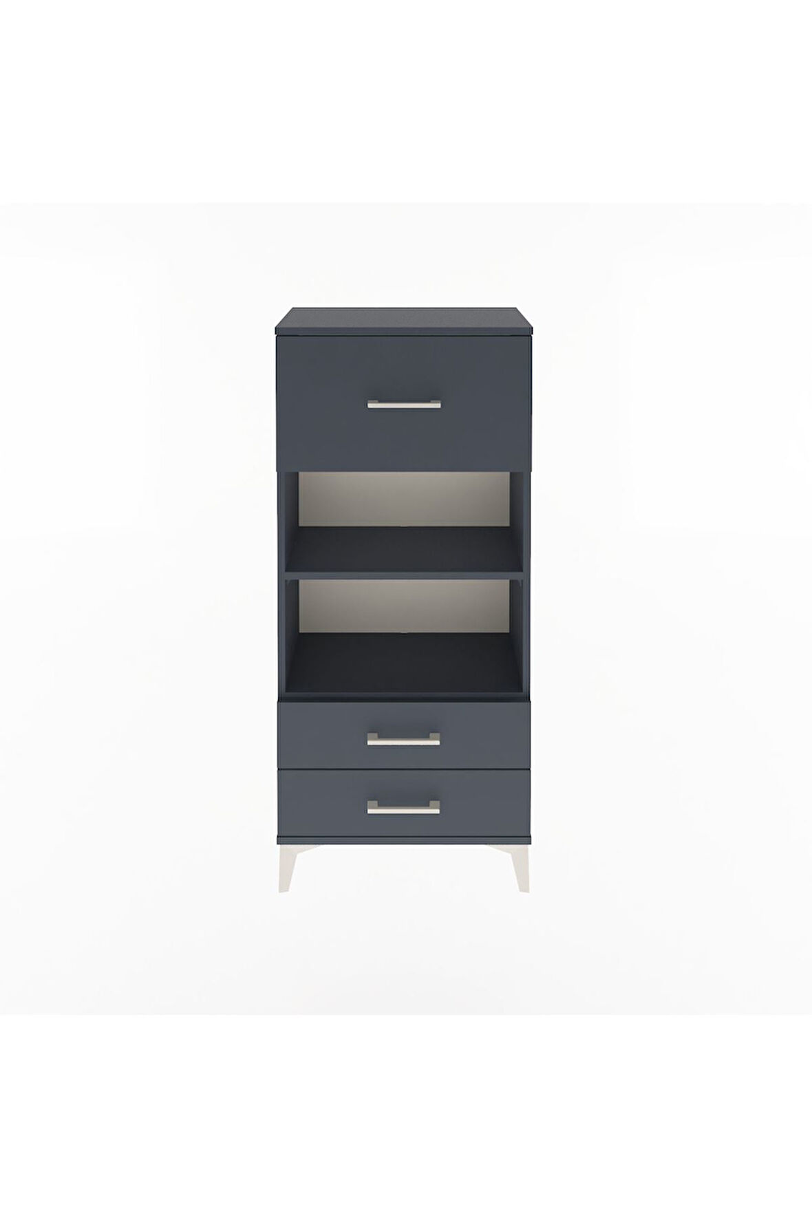 Arges Dolap 2 Raflı 3 Çekmeceli 60x30x134 Antrasit-Antrasit