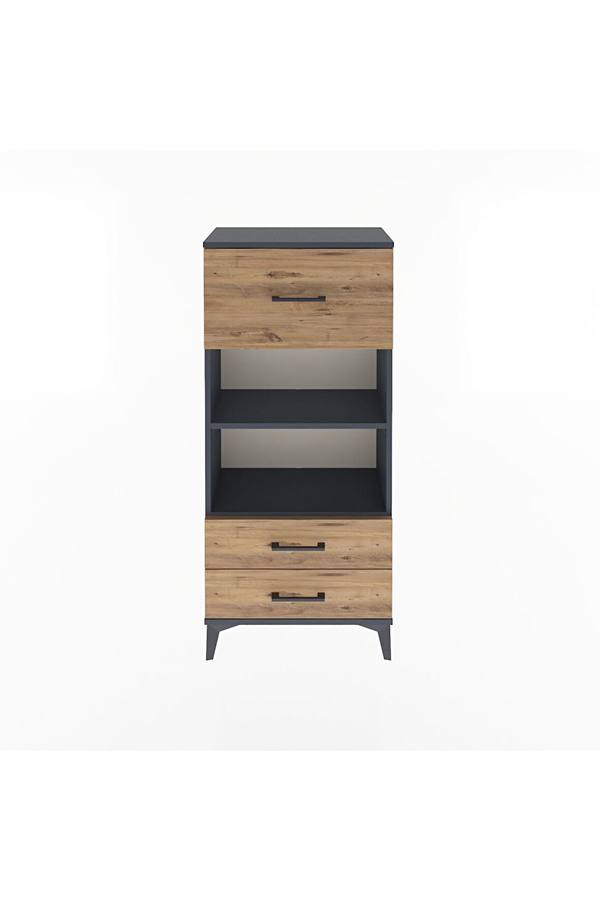 Arges Dolap 2 Raflı 3 Çekmeceli 60x30x134 Antrasit-Çam