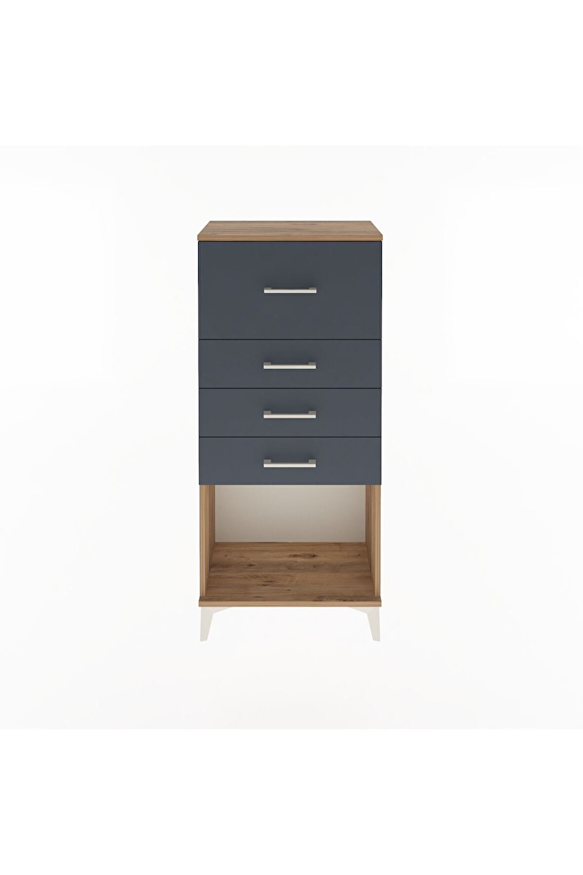 Arges Dolap 4 Çekmeceli 60x30x134 Çam-Antrasit