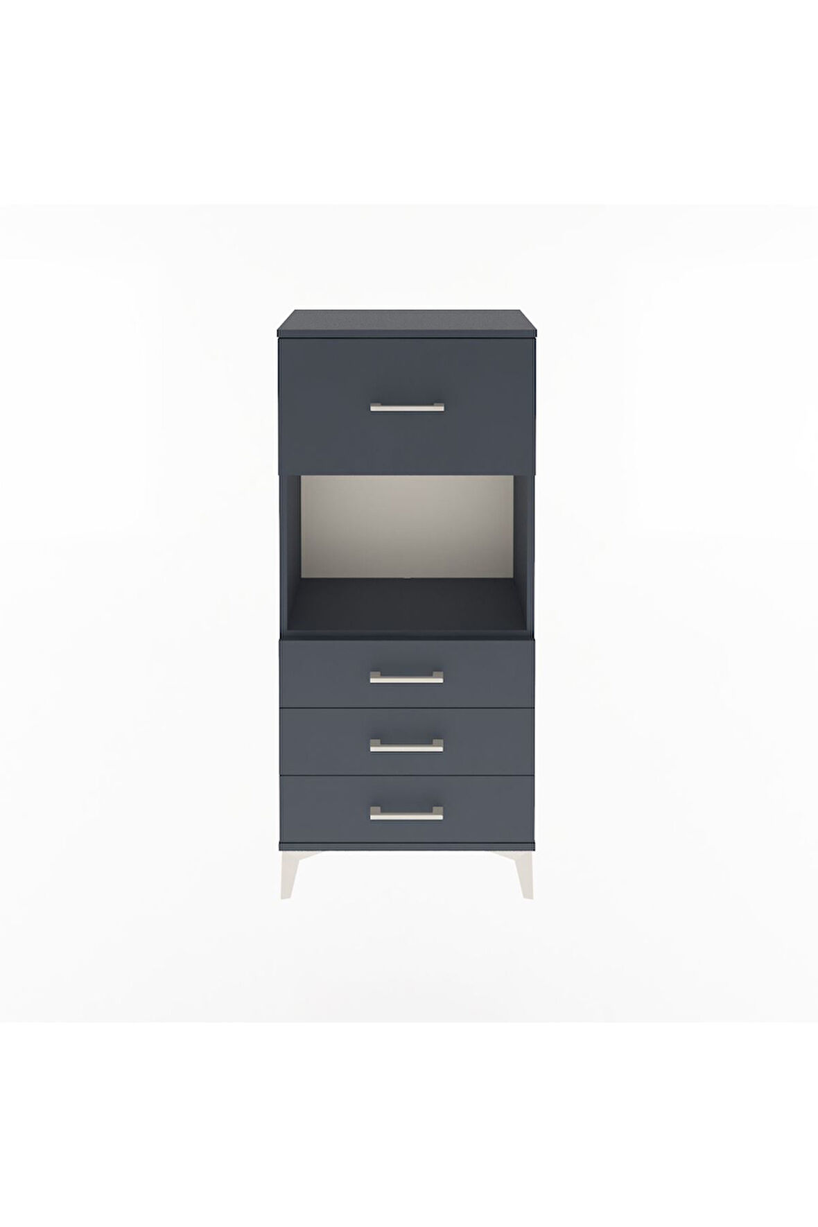 Arges Dolap Tek Raflı 4 Çekmeceli 60x30x134 Antrasit-Antrasit