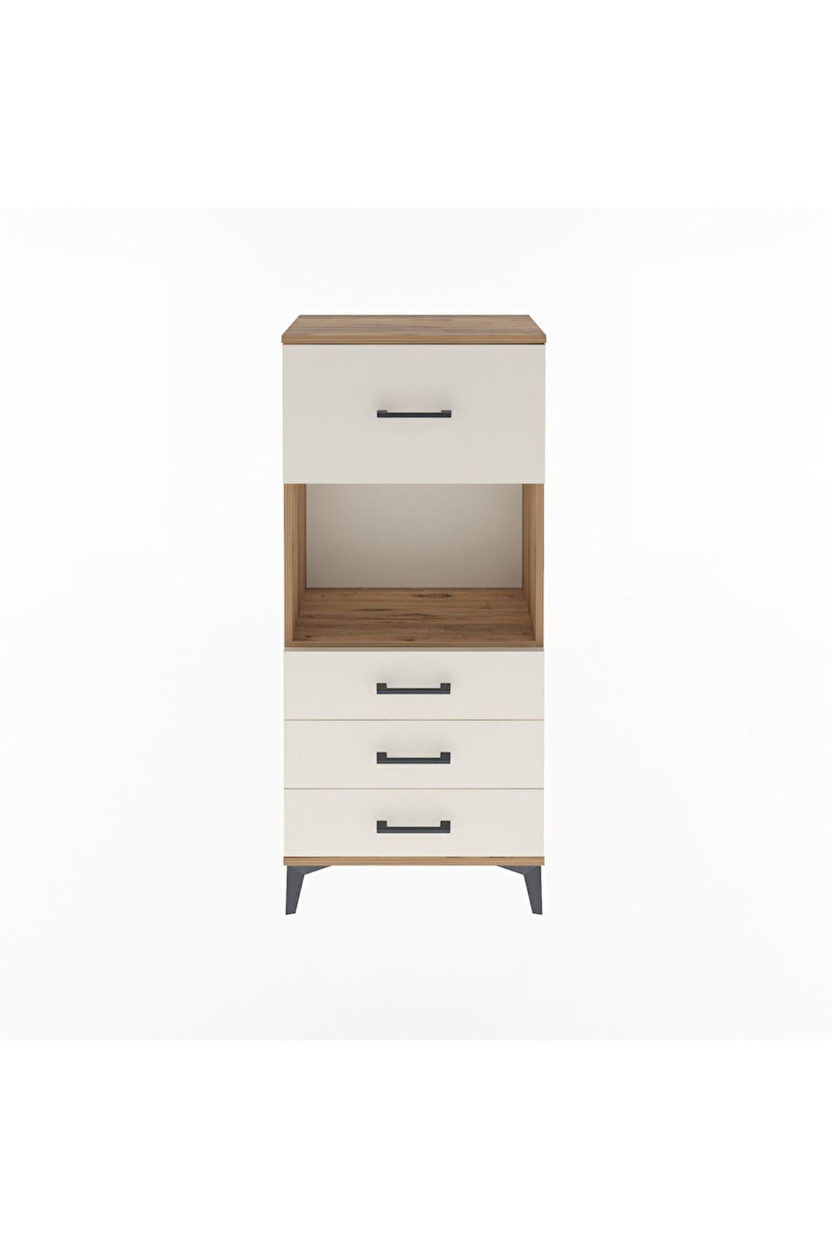 Arges Dolap Tek Raflı 4 Çekmeceli 60x30x134 Çam-Aytaşı