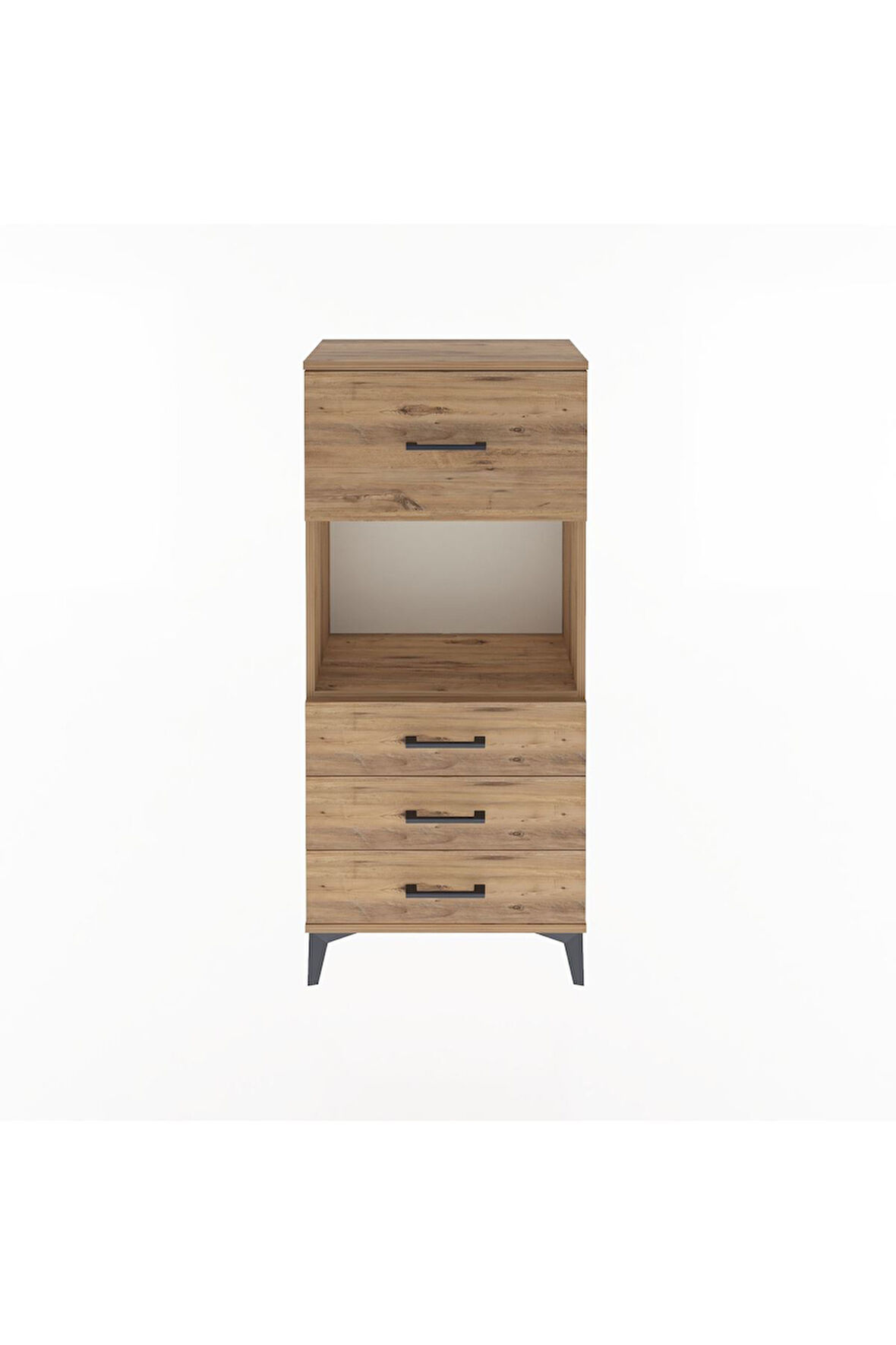 Arges Dolap Tek Raflı 4 Çekmeceli 60x30x134 Çam-Çam