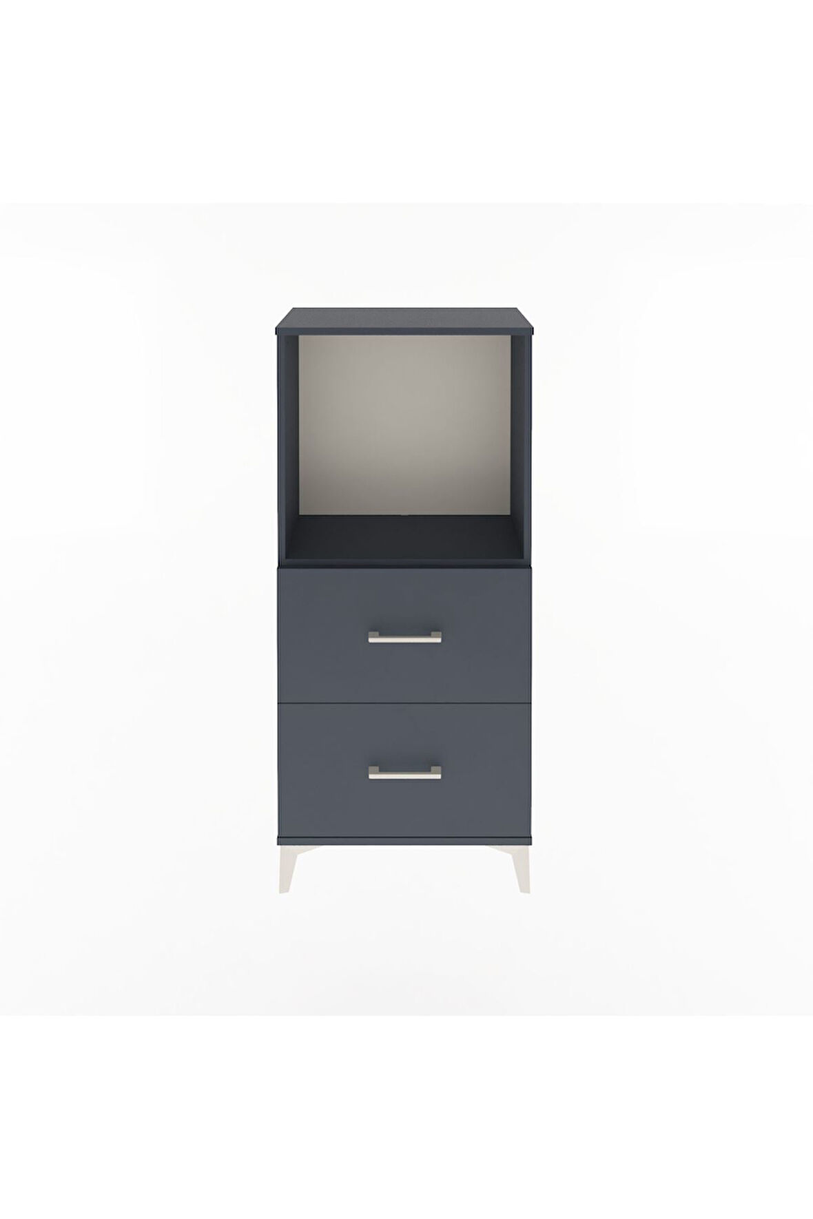 Arges Dolap Tek Raflı 2 Çekmeceli 60x30x134 Antrasit-Antrasit