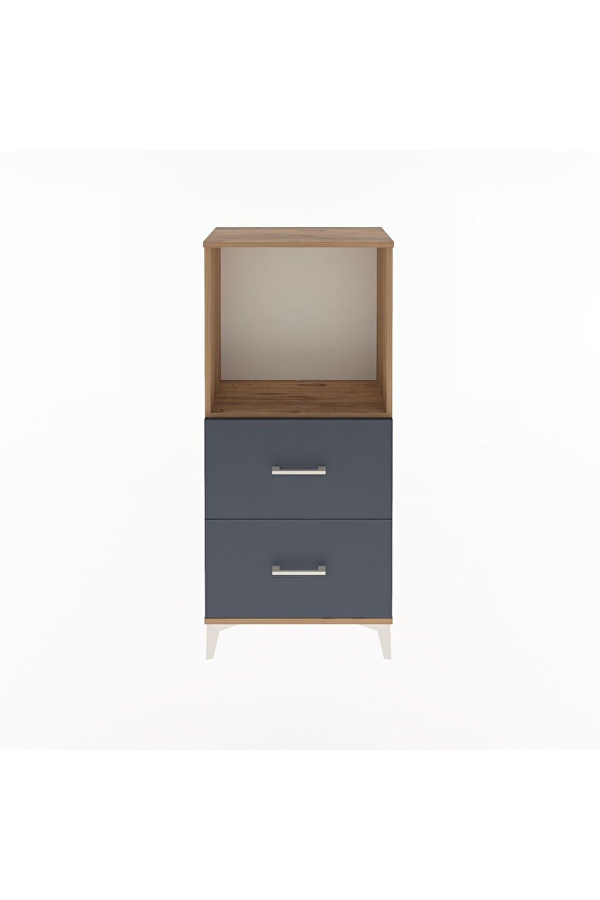 Arges Dolap Tek Raflı 2 Çekmeceli 60x30x134 Çam-Antrasit