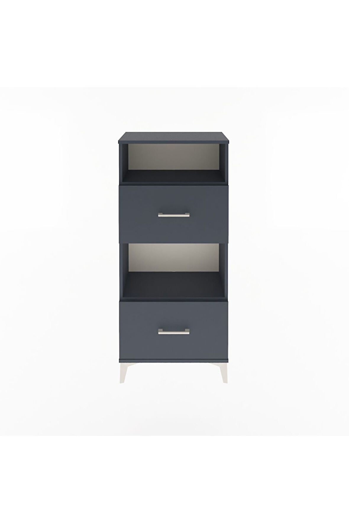 Arges Dolap 2 Raflı 2 Çekmeceli 60x30x134 Antrasit-Antrasit