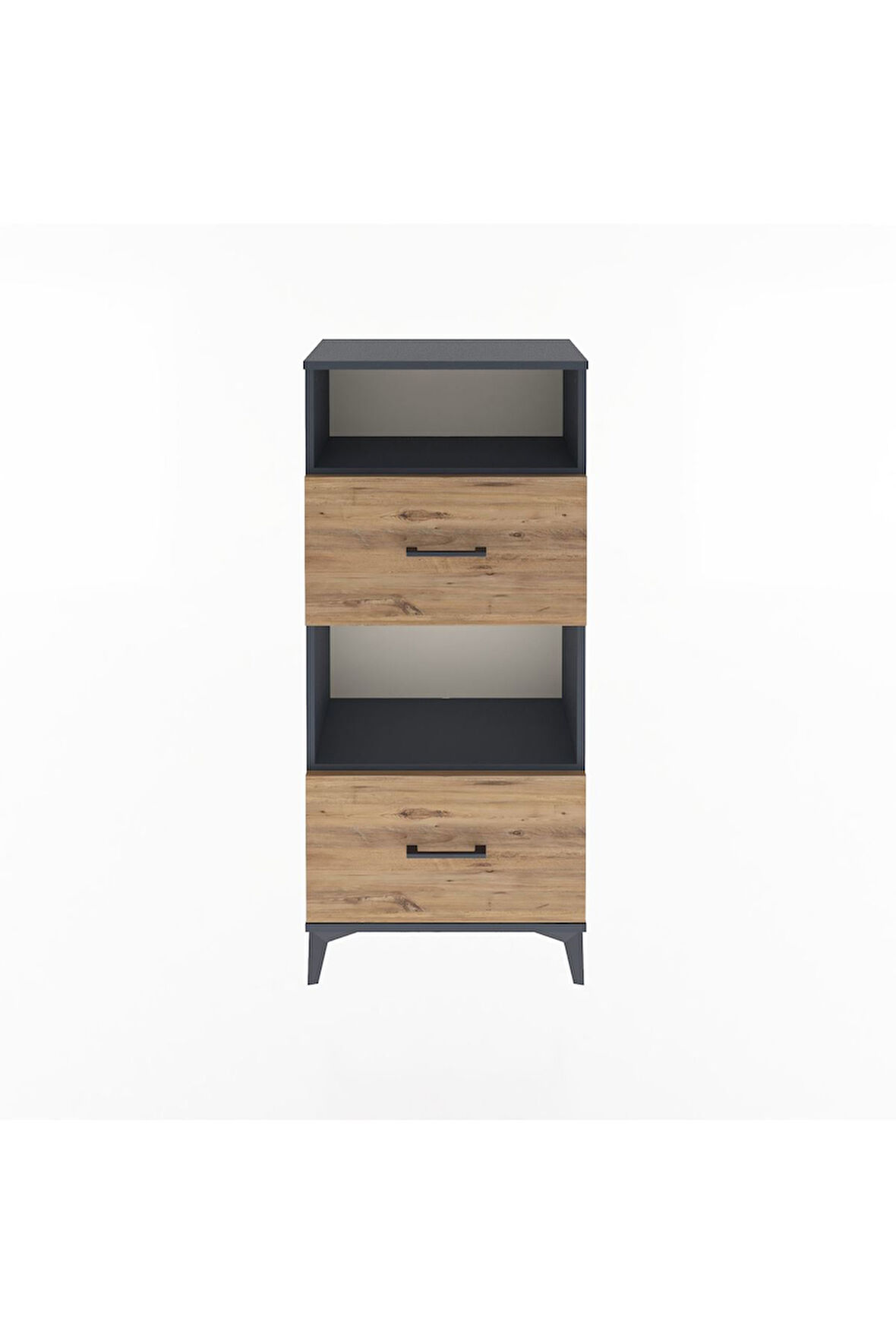 Arges Dolap 2 Raflı 2 Çekmeceli 60x30x134 Antrasit-Çam