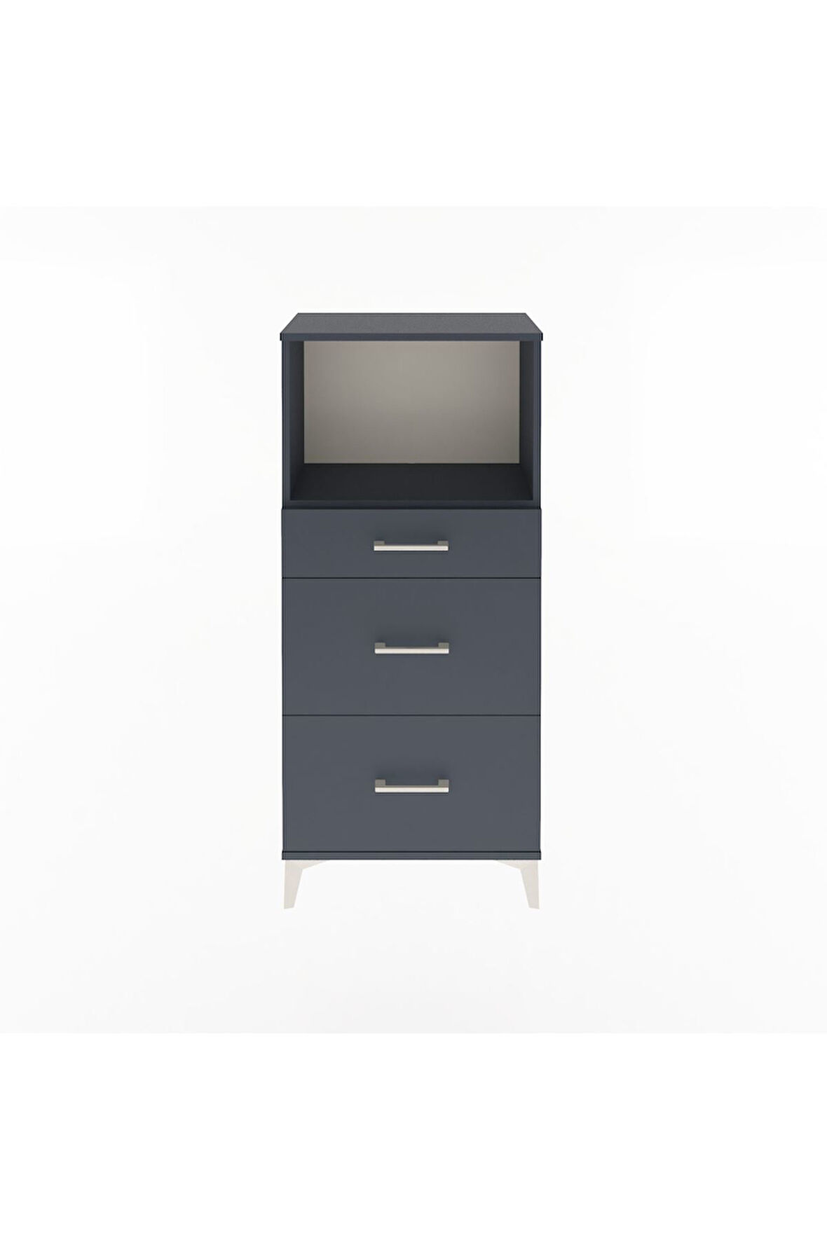 Arges Dolap Tek Raflı 3 Çekmeceli 60x30x134 Antrasit-Antrasit