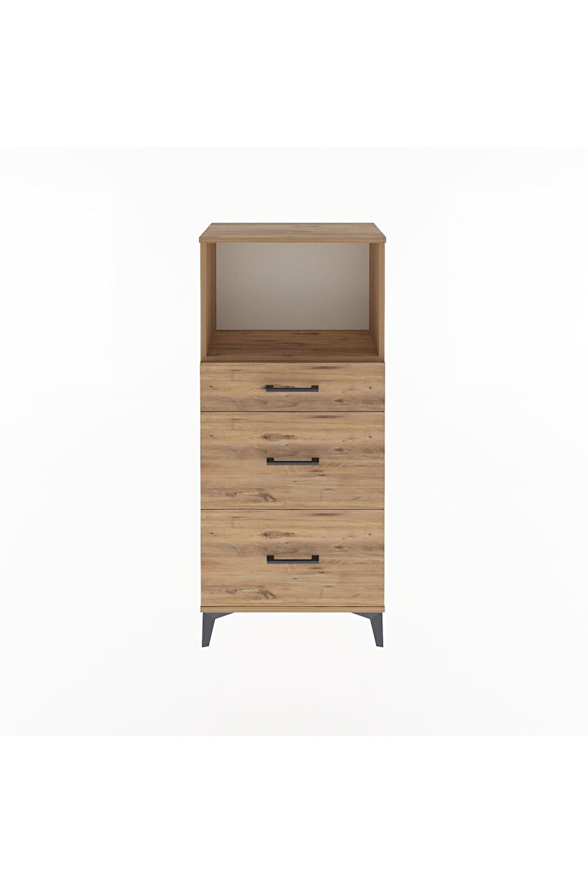 Arges Dolap Tek Raflı 3 Çekmeceli 60x30x134 Çam-Çam