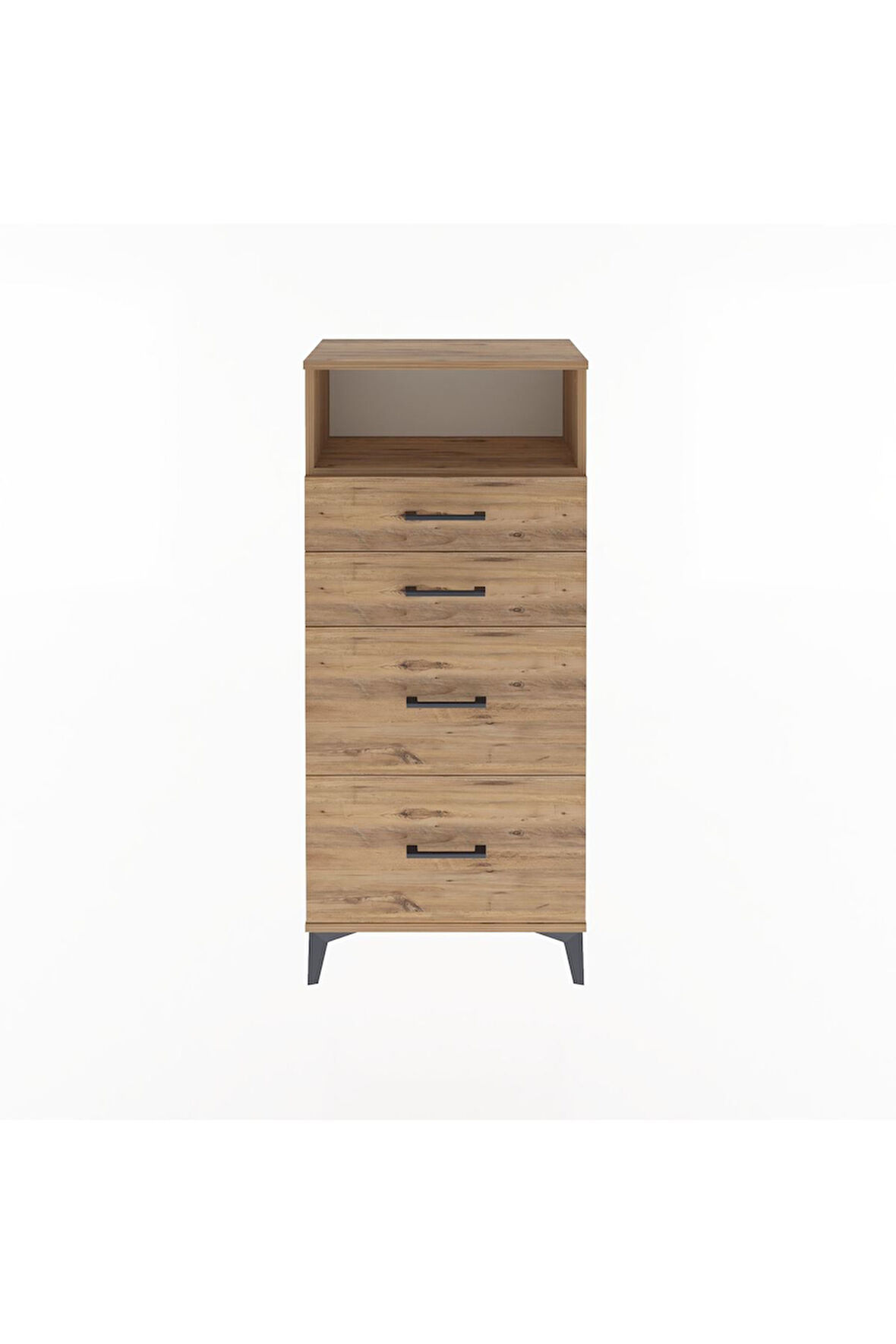 Arges Dolap Tek Raflı 4 Çekmeceli 60x30x134 Çam-Çam