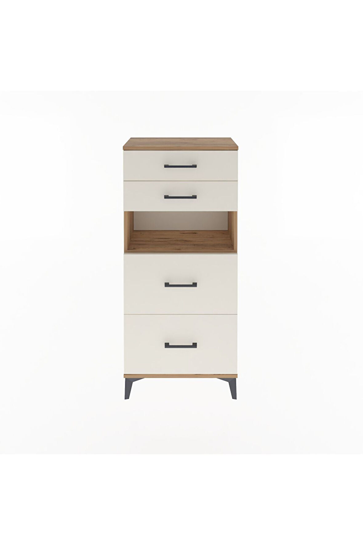 Arges Dolap Tek Raflı 4 Çekmeceli 60x30x134 Çam-Aytaşı