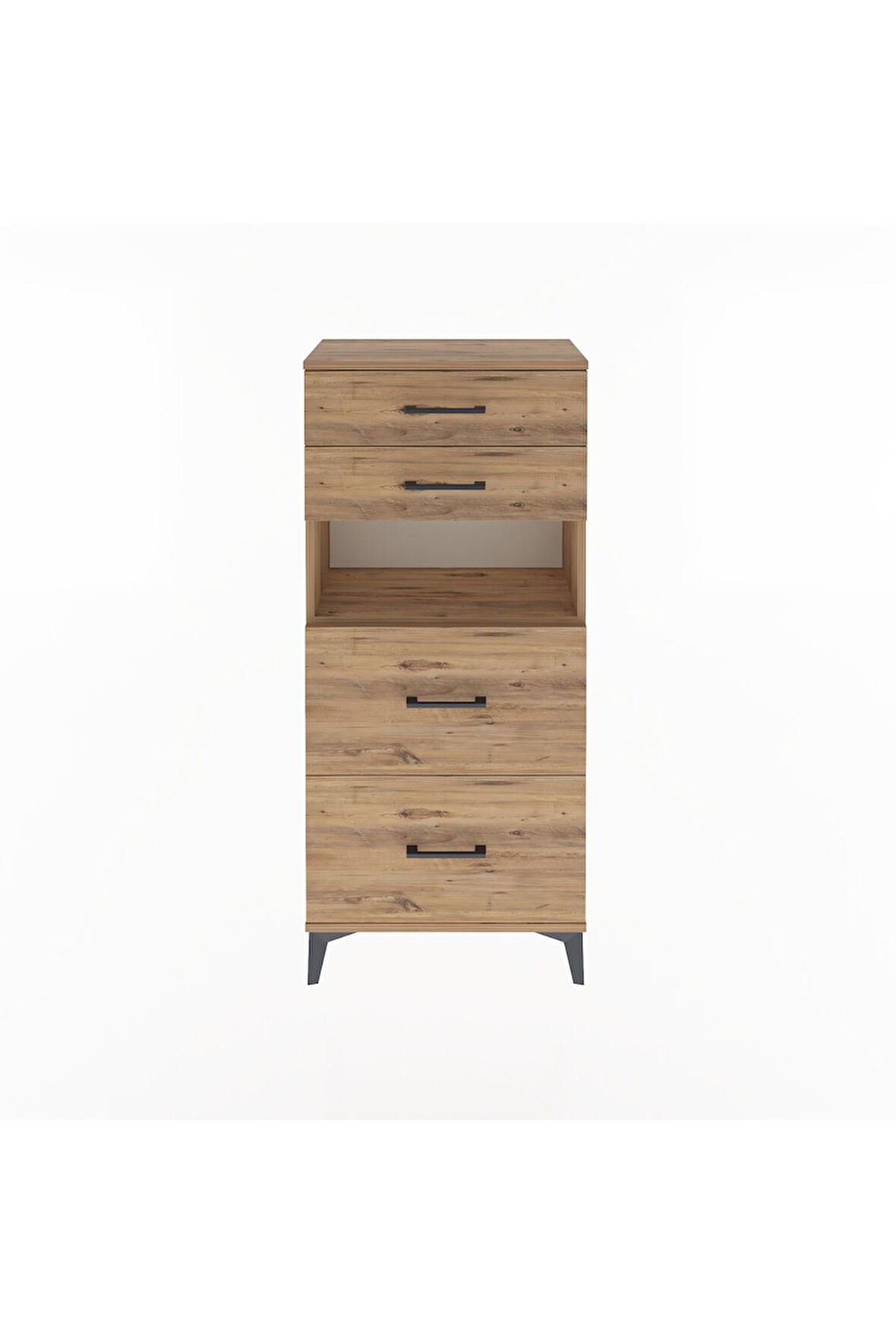 Arges Dolap Tek Raflı 4 Çekmeceli 60x30x134 Çam-Çam