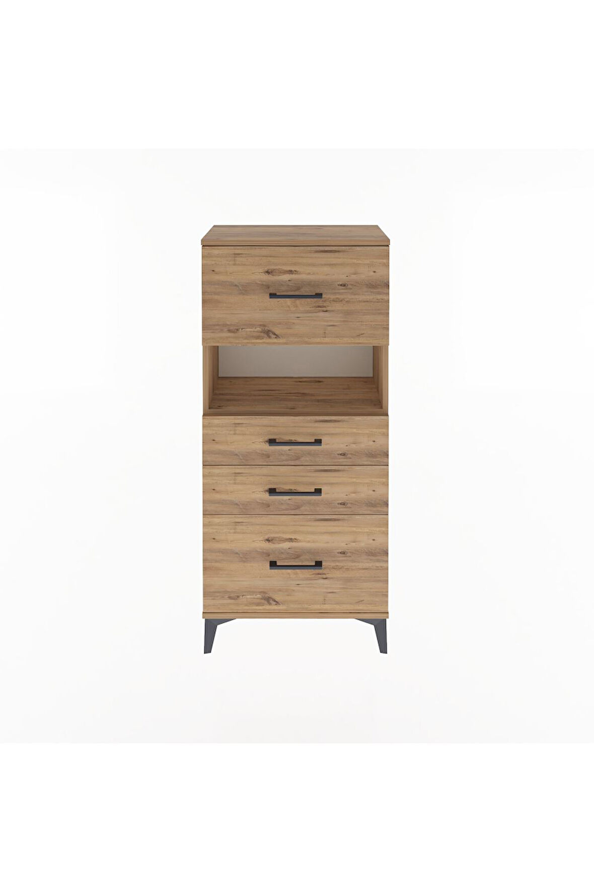 Arges Dolap Tek Raflı 4 Çekmeceli 60x30x134 Çam-Çam