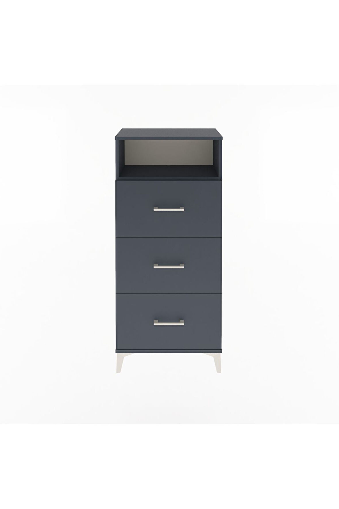 Arges Dolap Tek Raflı 3 Çekmeceli 60x30x134 Antrasit-Antrasit