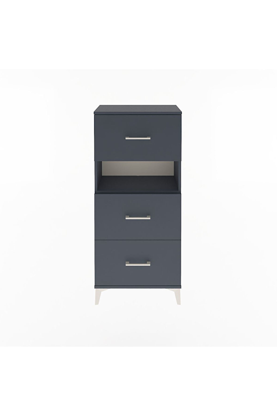 Arges Dolap Tek Raflı 3 Çekmeceli 60x30x134 Antrasit-Antrasit