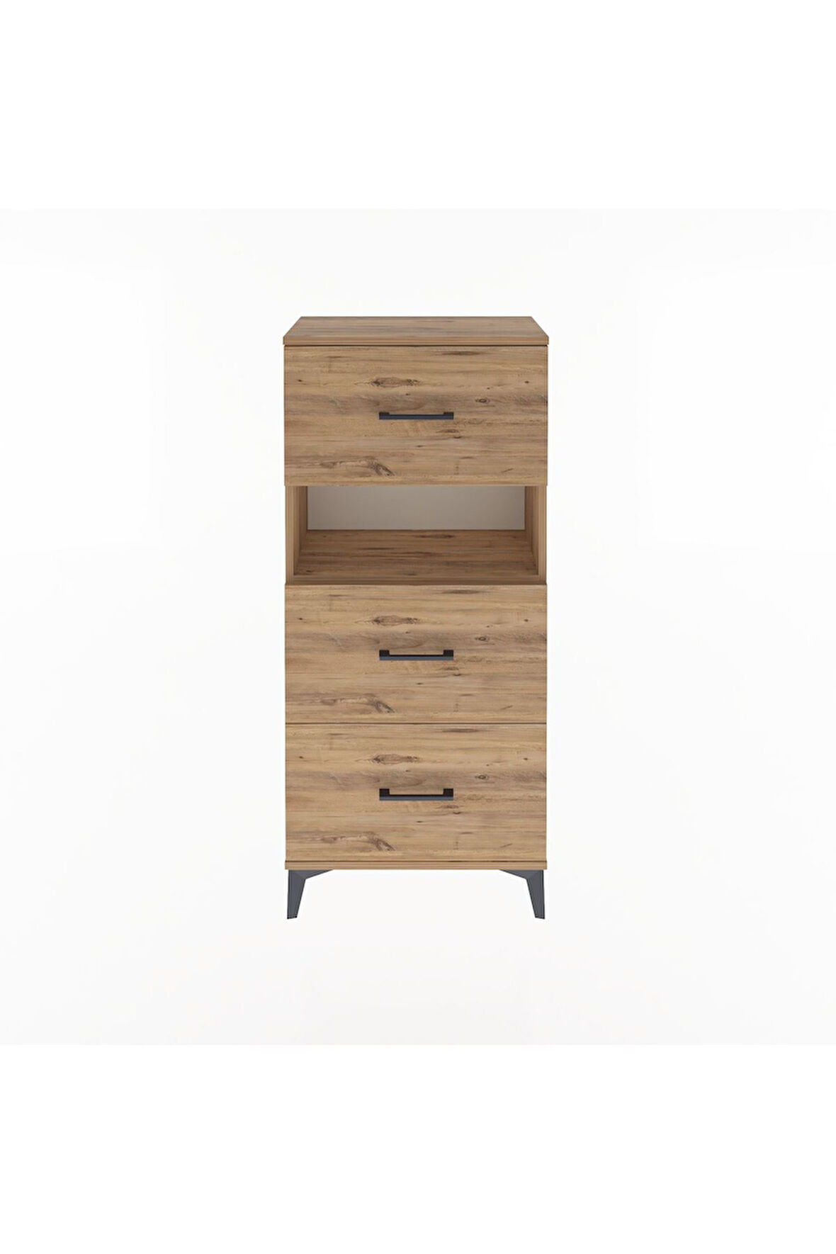 Arges Dolap Tek Raflı 3 Çekmeceli 60x30x134 Çam-Çam