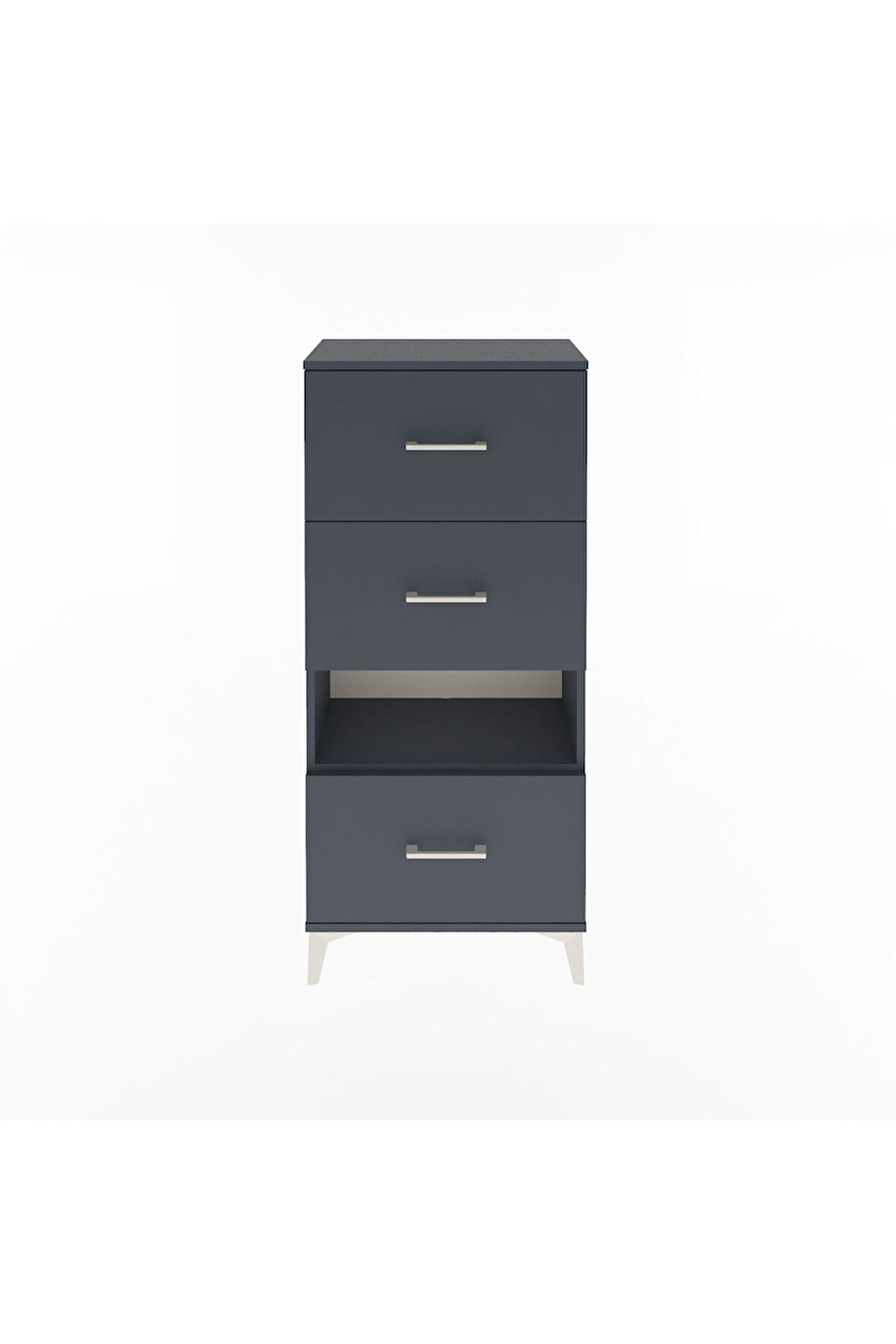 Arges Dolap Tek Raflı 3 Çekmeceli 60x30x134 Antrasit-Antrasit