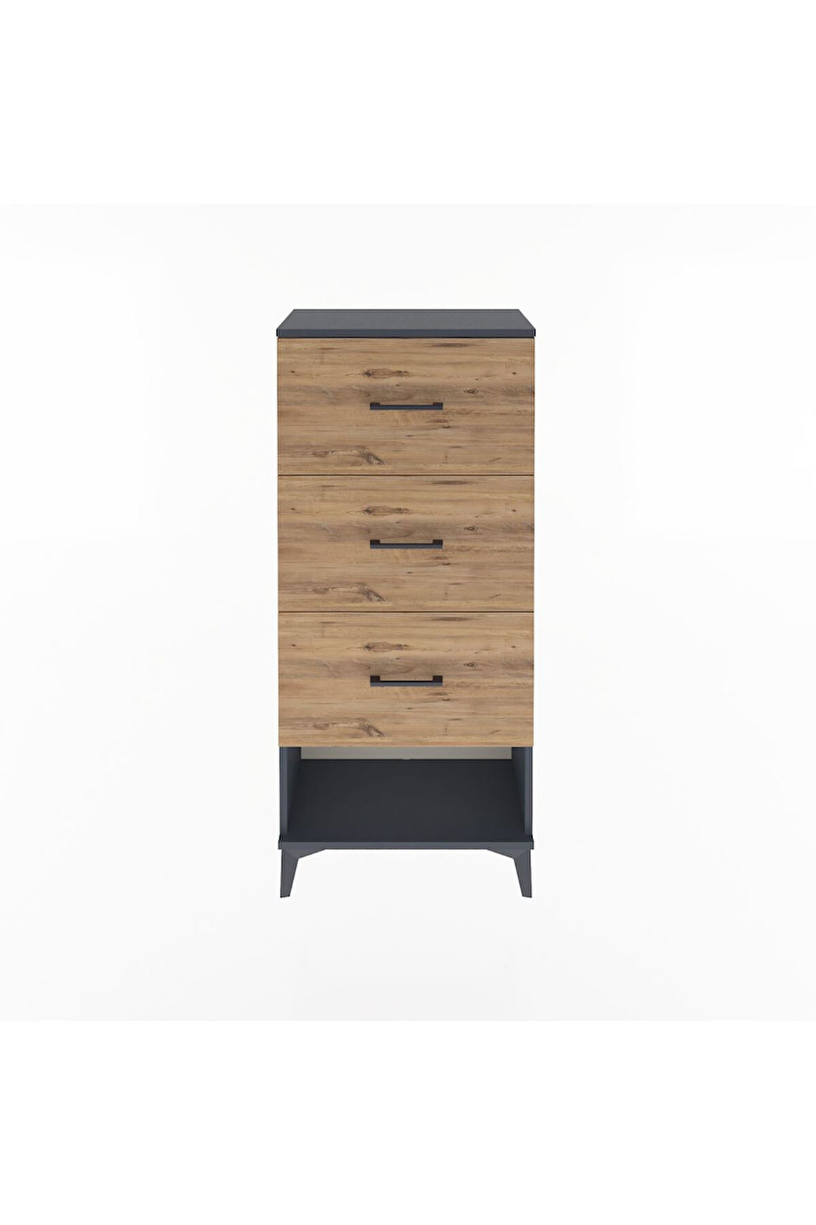 Arges Dolap 3 Çekmeceli 60x30x134 Antrasit-Çam