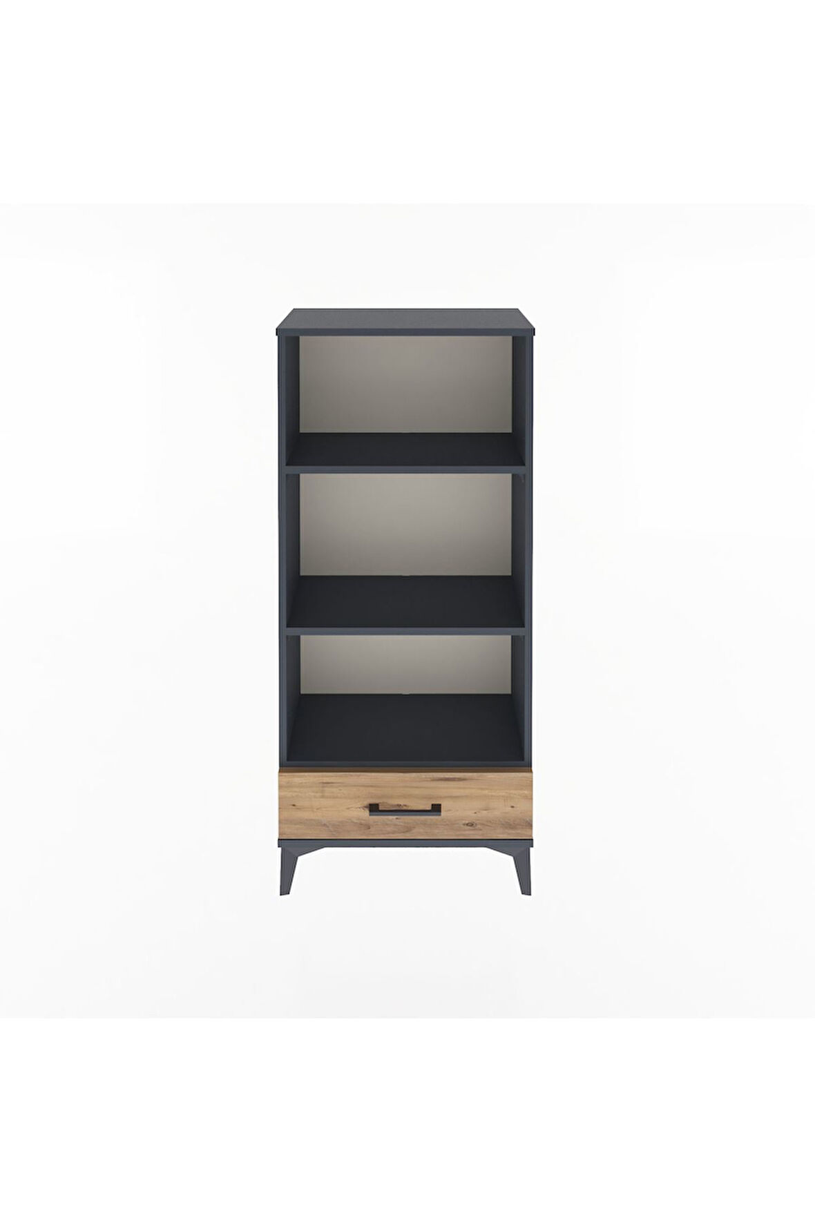 Arges Dolap 3 Raflı Tek Çekmeceli 60x30x134 Antrasit-Çam