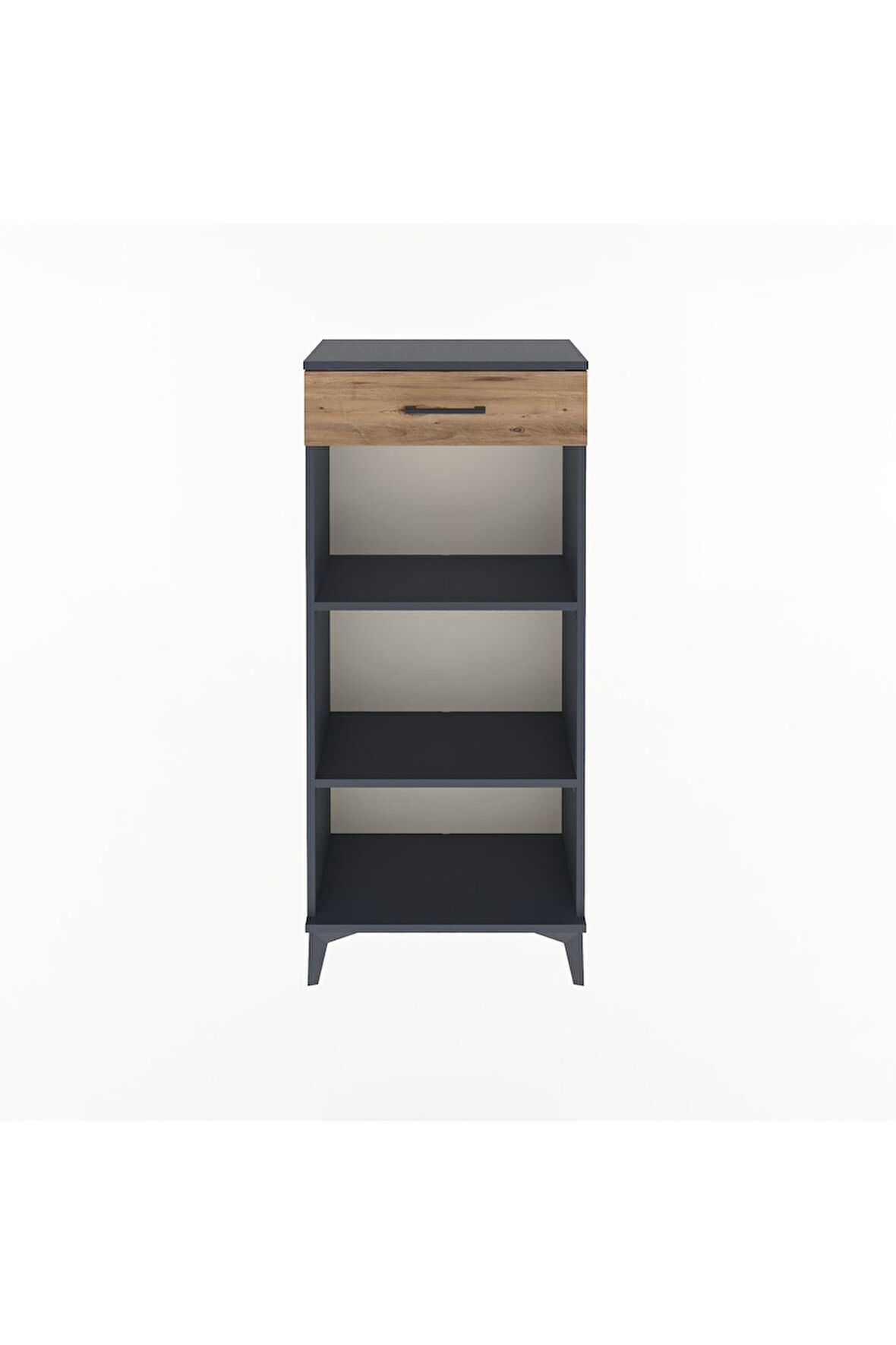 Arges Dolap 2 Raflı Tek Çekmeceli 60x30x134 Antrasit-Çam