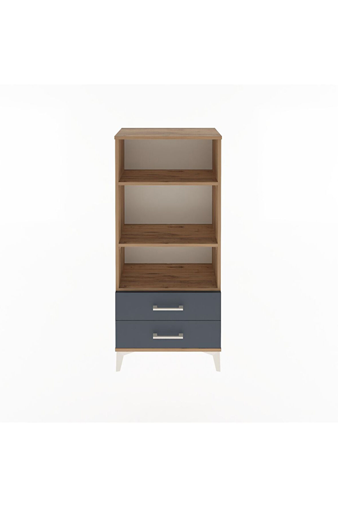 Arges Dolap 3 Raflı 2 Çekmeceli 60x30x134 Çam-Antrasit