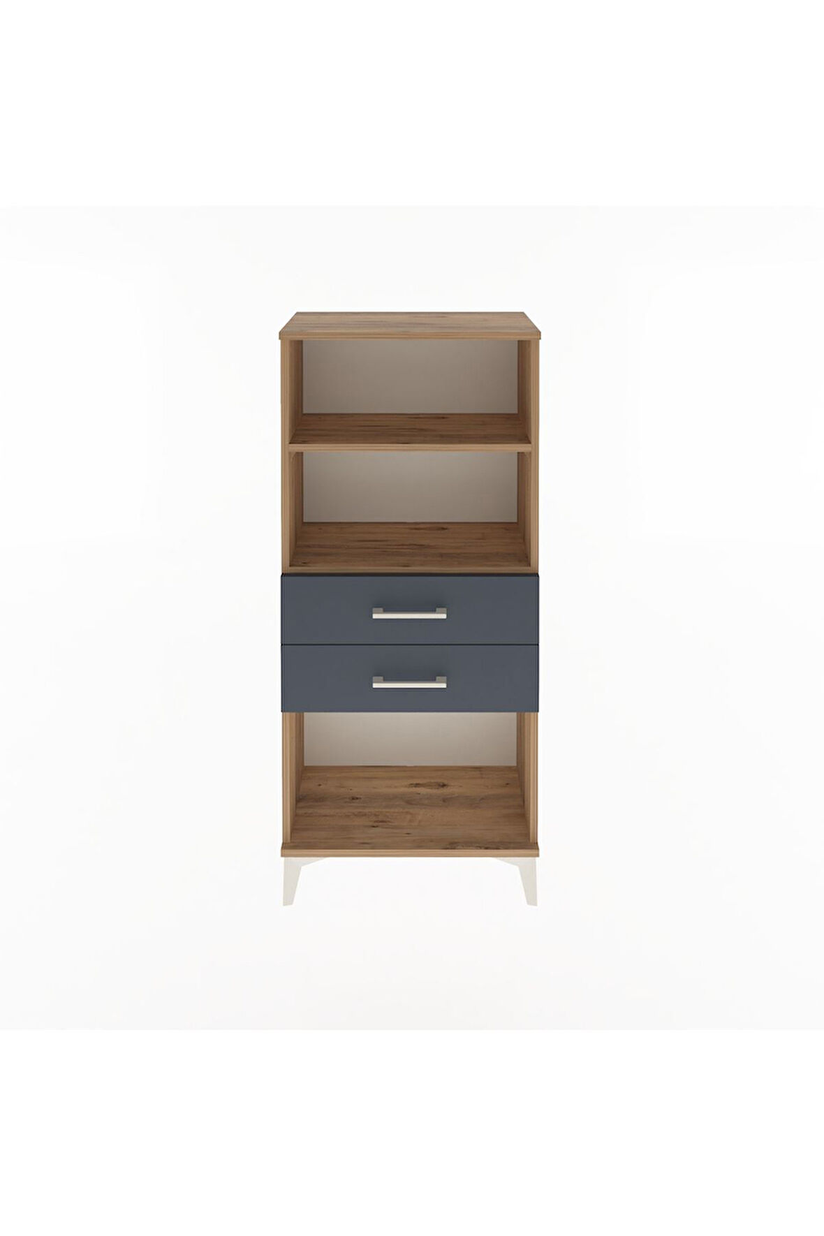 Arges Dolap 2 Raflı 2 Çekmeceli 60x30x134 Çam-Antrasit